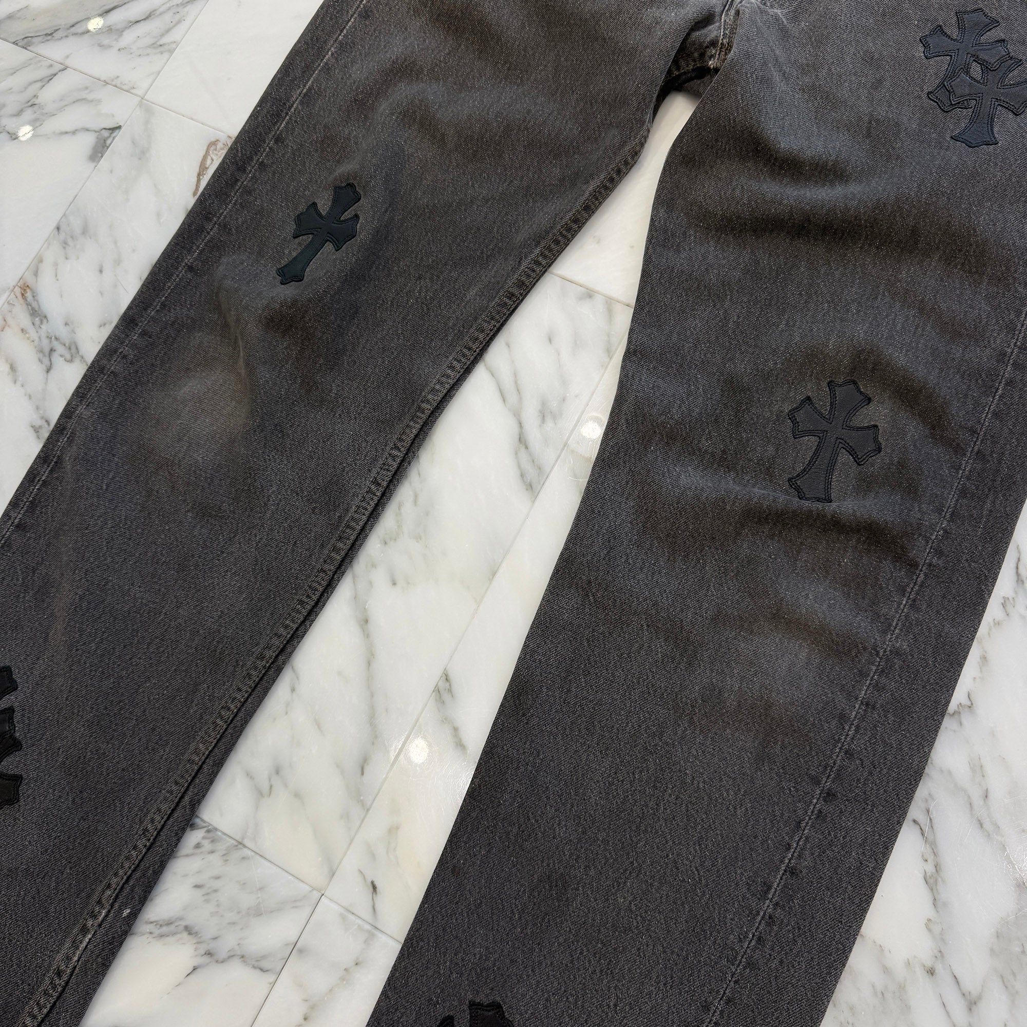 CHROME HEARTS × Levi's 501 VNTG Leather Cross Patch Denim Pants Size 32 クロムハーツ × リーバイス 501 ヴィンテージ レザークロスパッチ デニムパンツ サイズ32