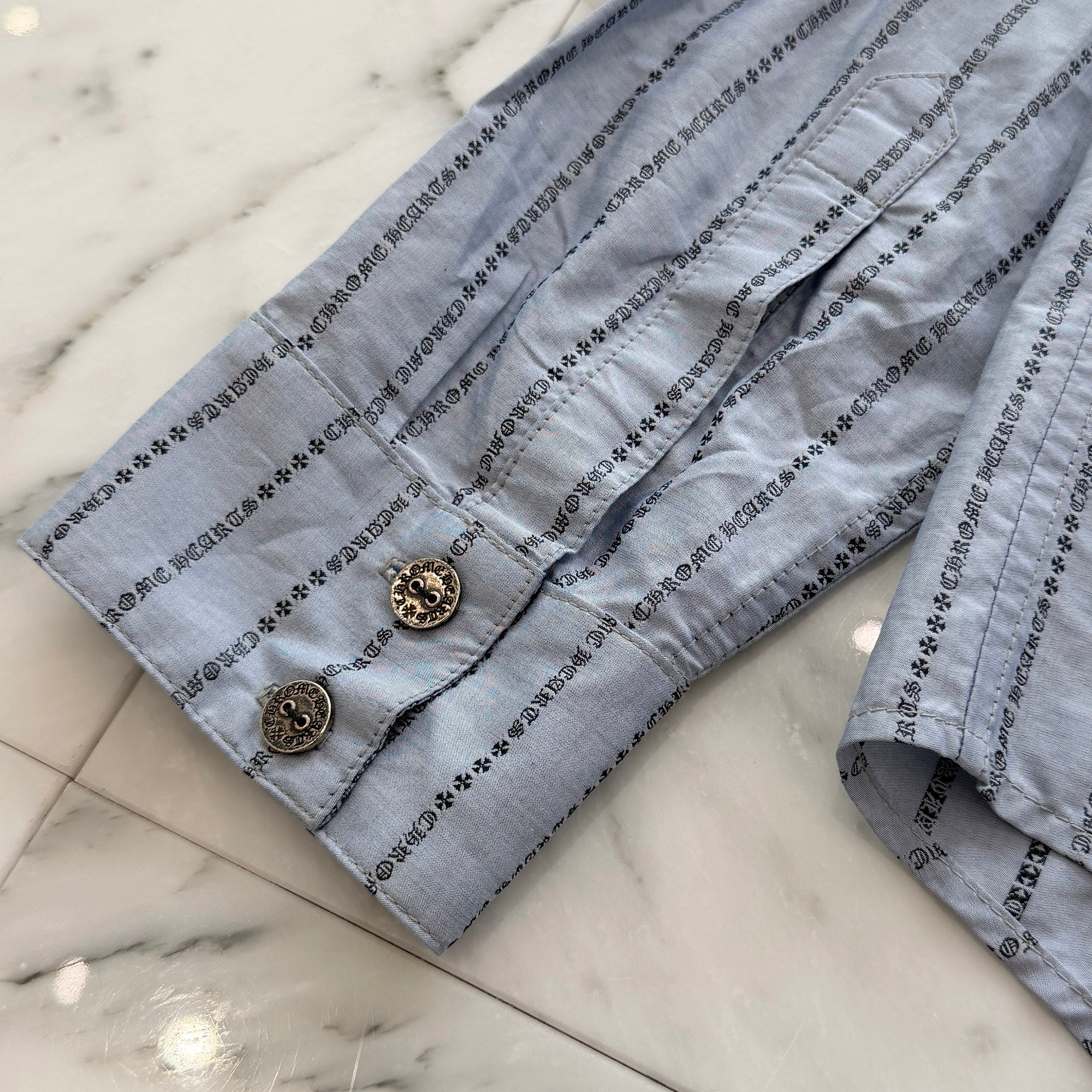 CHROME HEARTS Y NOT Logo Stripe Cotton Shirt Size L クロムハーツ ワイノット ロゴストライプ コットンシャツ サイズL