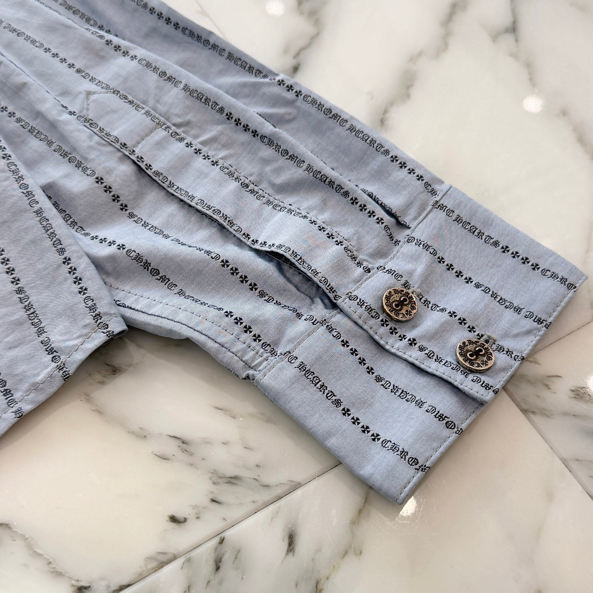 CHROME HEARTS Y NOT Logo Stripe Cotton Shirt Size L クロムハーツ ワイノット ロゴストライプ コットンシャツ サイズL