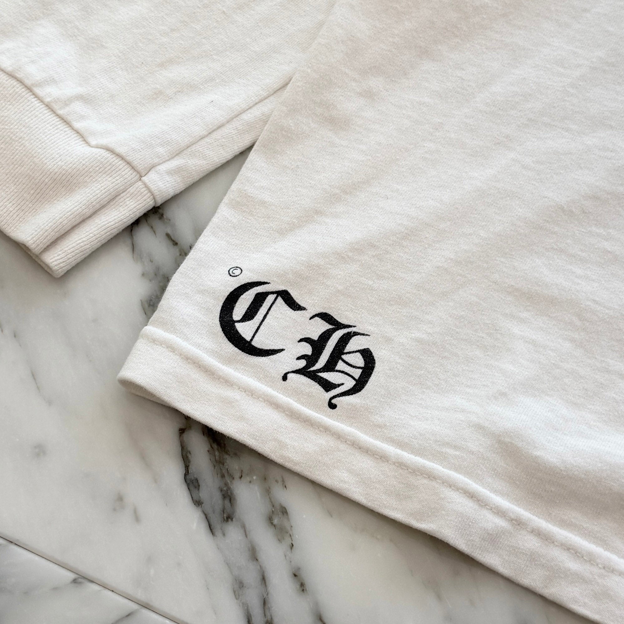 CHROME HEARTS Back Crack Horseshoe Print CH Plus Logo Long Sleeve Tee Size S クロムハーツ バック クラック ホースシュープリント CHプラス ロゴ ロングスリーブ Tシャツ サイズS