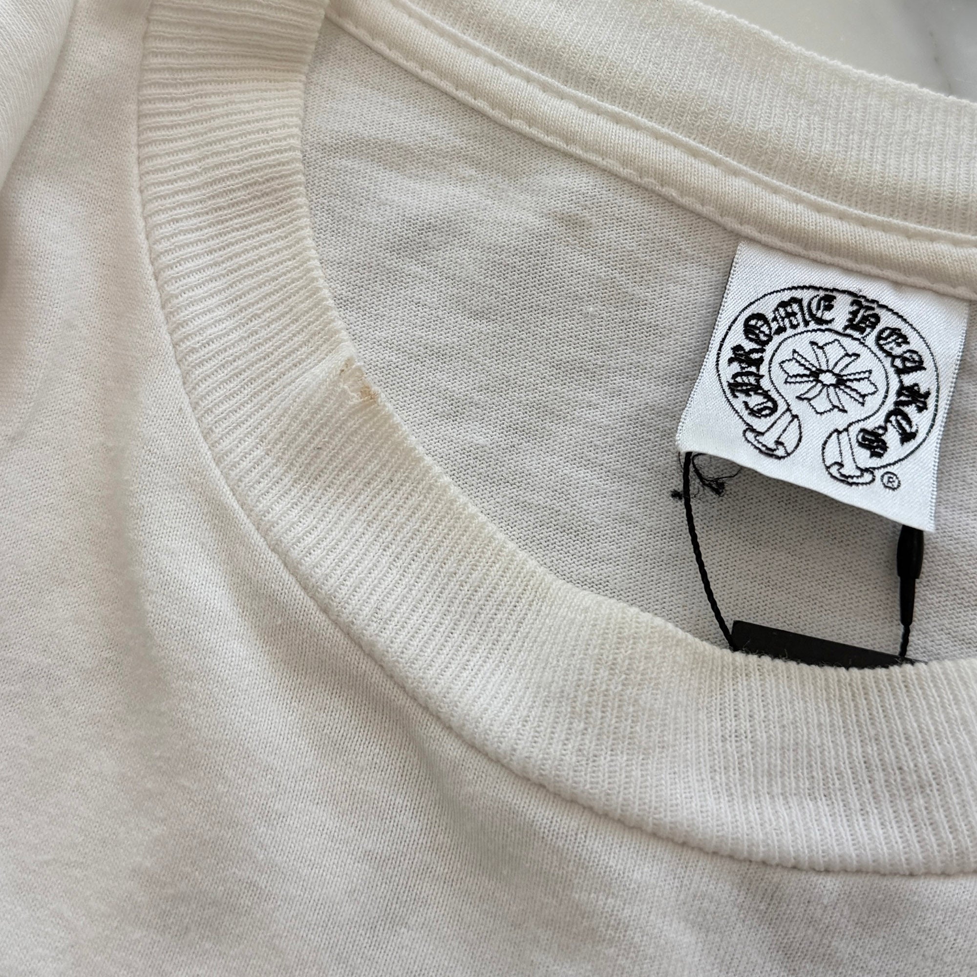 CHROME HEARTS Back Crack Horseshoe Print CH Plus Logo Long Sleeve Tee Size S クロムハーツ バック クラック ホースシュープリント CHプラス ロゴ ロングスリーブ Tシャツ サイズS