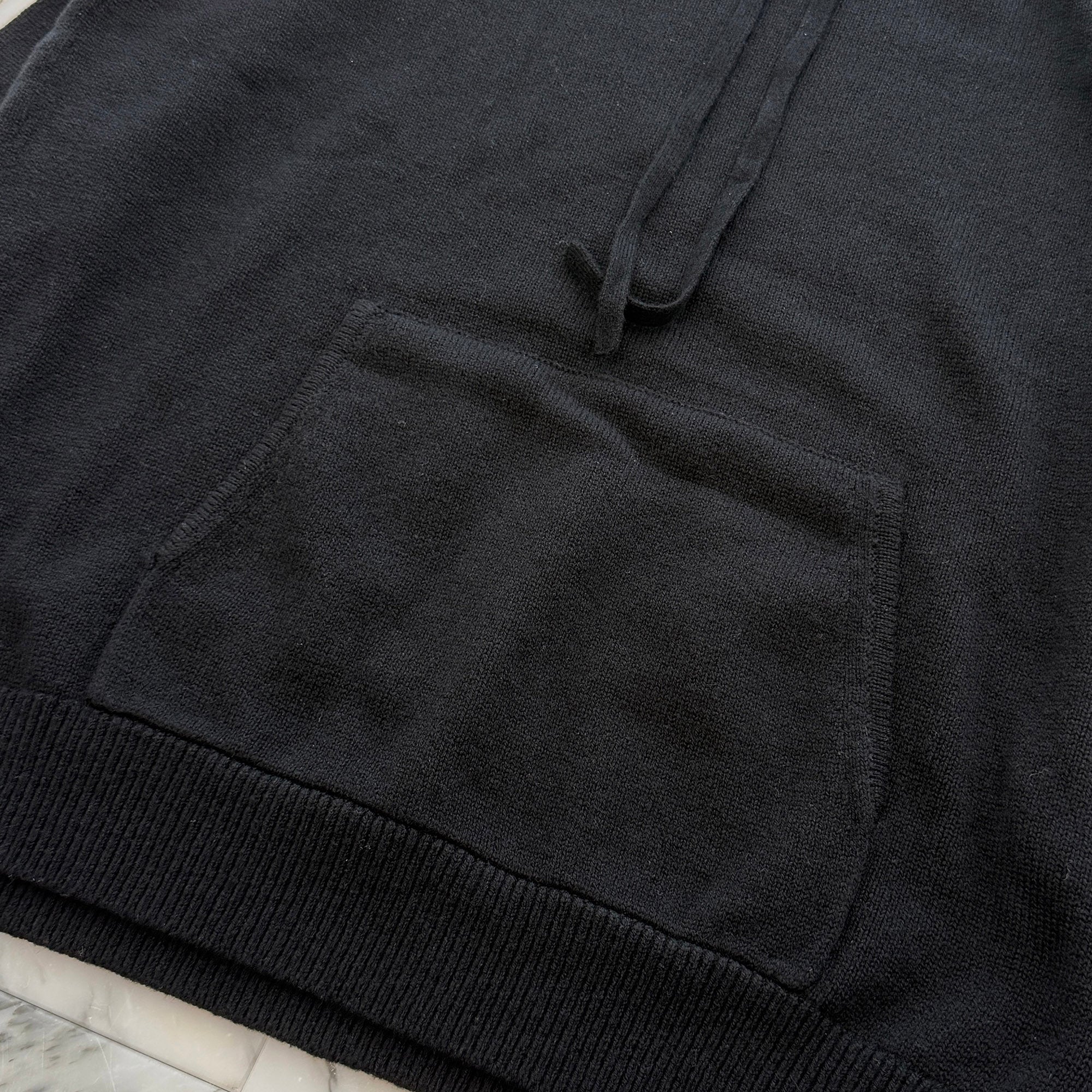 CHROME HEARTS Y NOT Leather Cross Patch Cashmere Knit Pullover Hoodie Size L クロムハーツ ワイノット レザークロスパッチ カシミヤニット プルオーバーフーディ サイズL