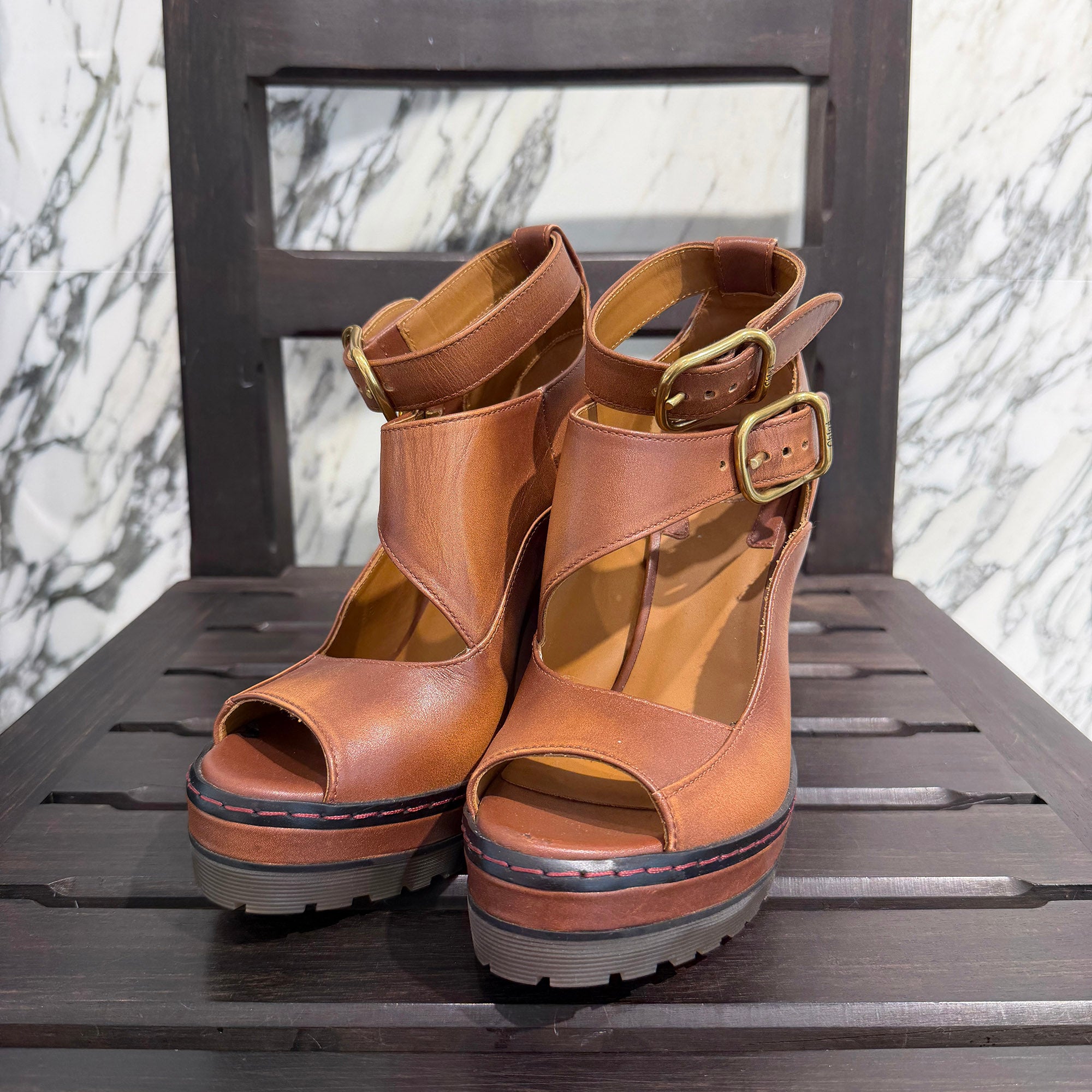 Chloé 2020AW Platform Leather Sandals CHC20U312L1 Size 37 (約23.5cm〜24.0cm) クロエ プラットフォームレザーサンダル サイズ 37 (約23.5cm〜24.0cm)