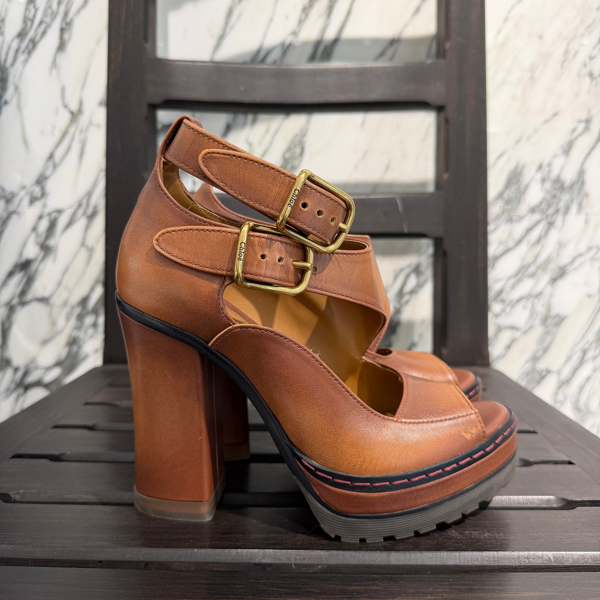 Chloé 2020AW Platform Leather Sandals CHC20U312L1 Size 37 (約23.5cm〜24.0cm) クロエ プラットフォームレザーサンダル サイズ 37 (約23.5cm〜24.0cm)