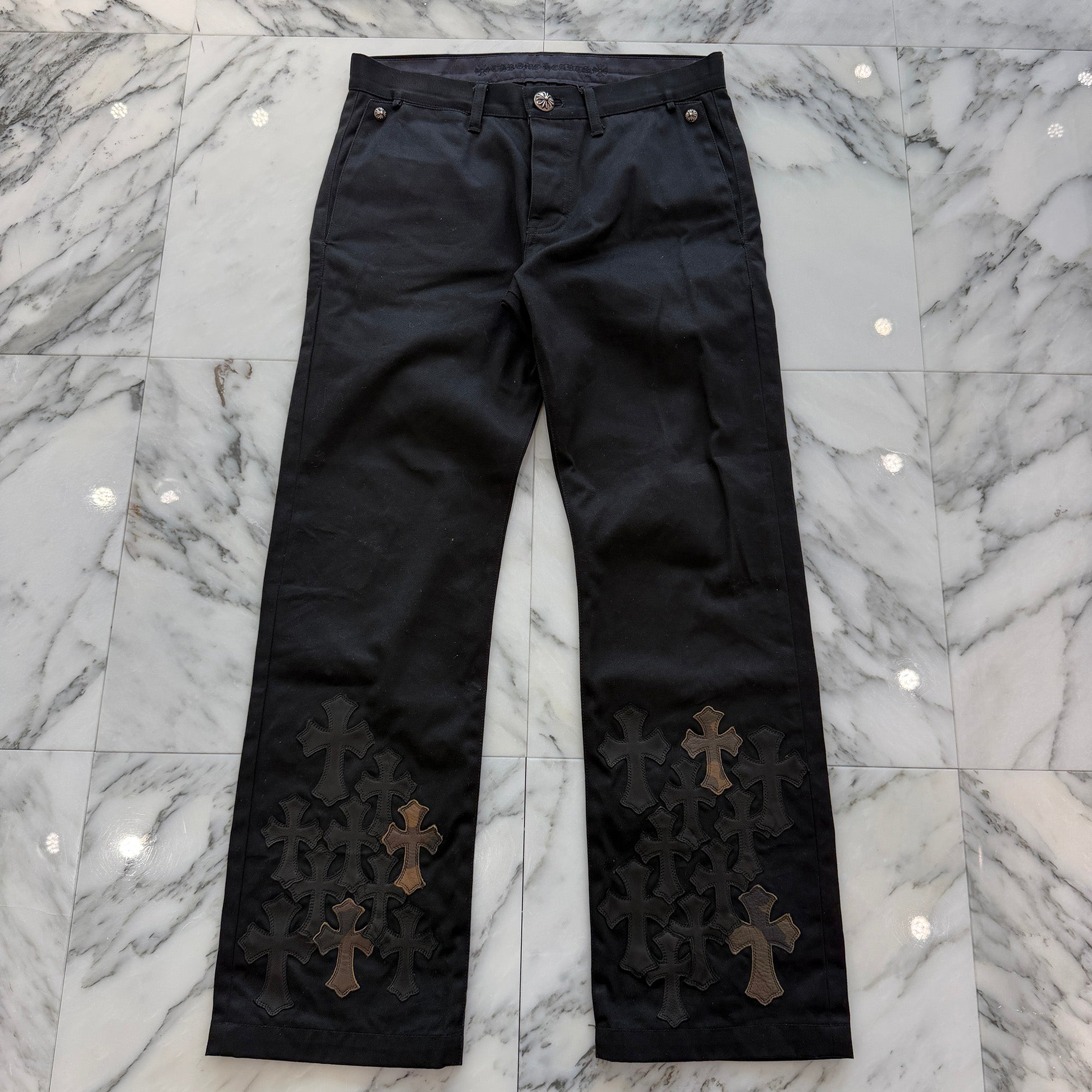 CHROME HEARTS Cemetery Cross Leather Patch Chino Pants Size 32 クロムハーツ セメタリー クロスレザーパッチ チノパンツ サイズ32
