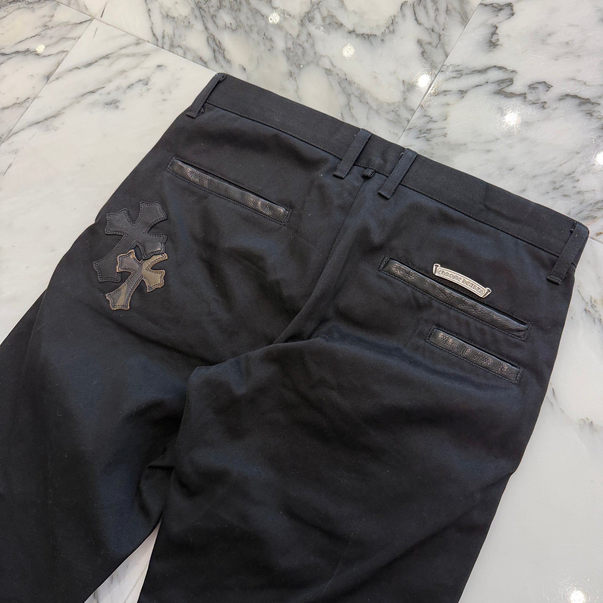 CHROME HEARTS Cemetery Cross Leather Patch Chino Pants Size 32 クロムハーツ セメタリー クロスレザーパッチ チノパンツ サイズ32