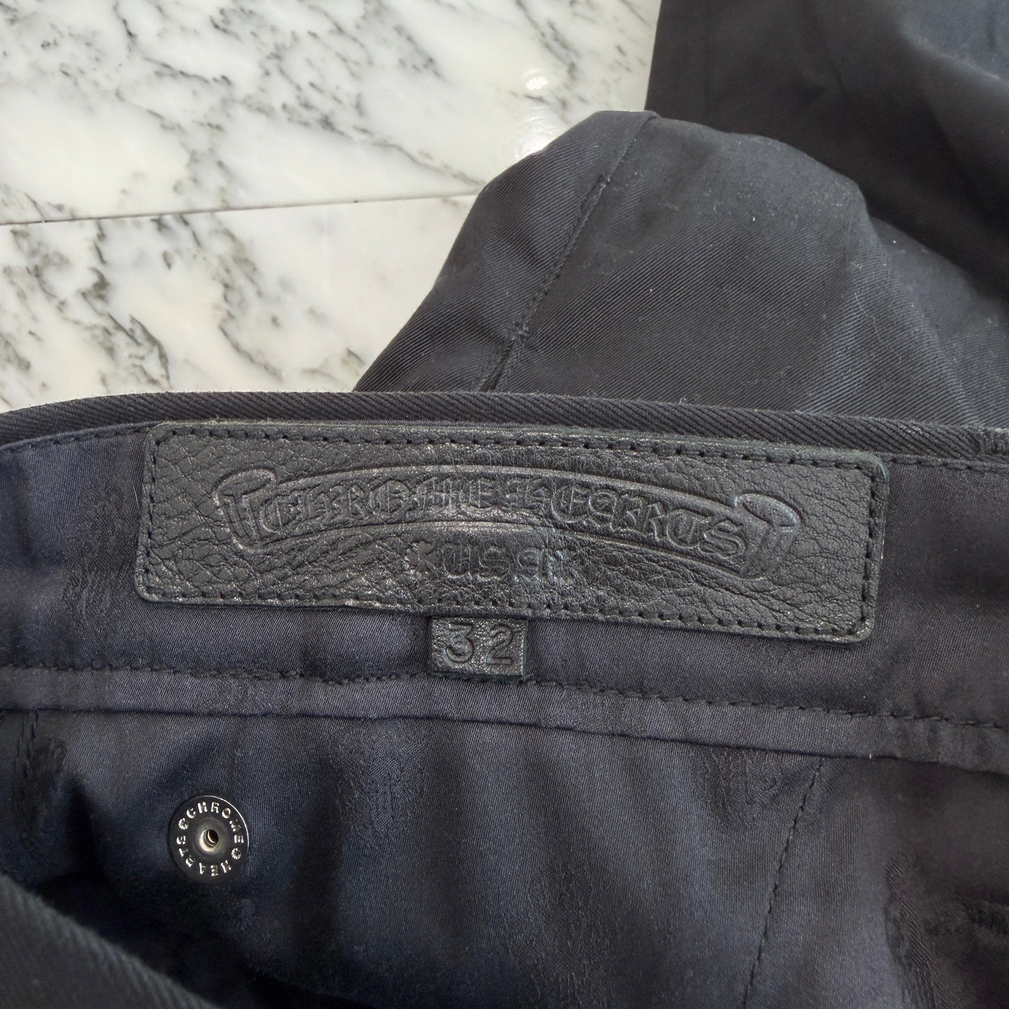 CHROME HEARTS Cemetery Cross Leather Patch Chino Pants Size 32 クロムハーツ セメタリー クロスレザーパッチ チノパンツ サイズ32