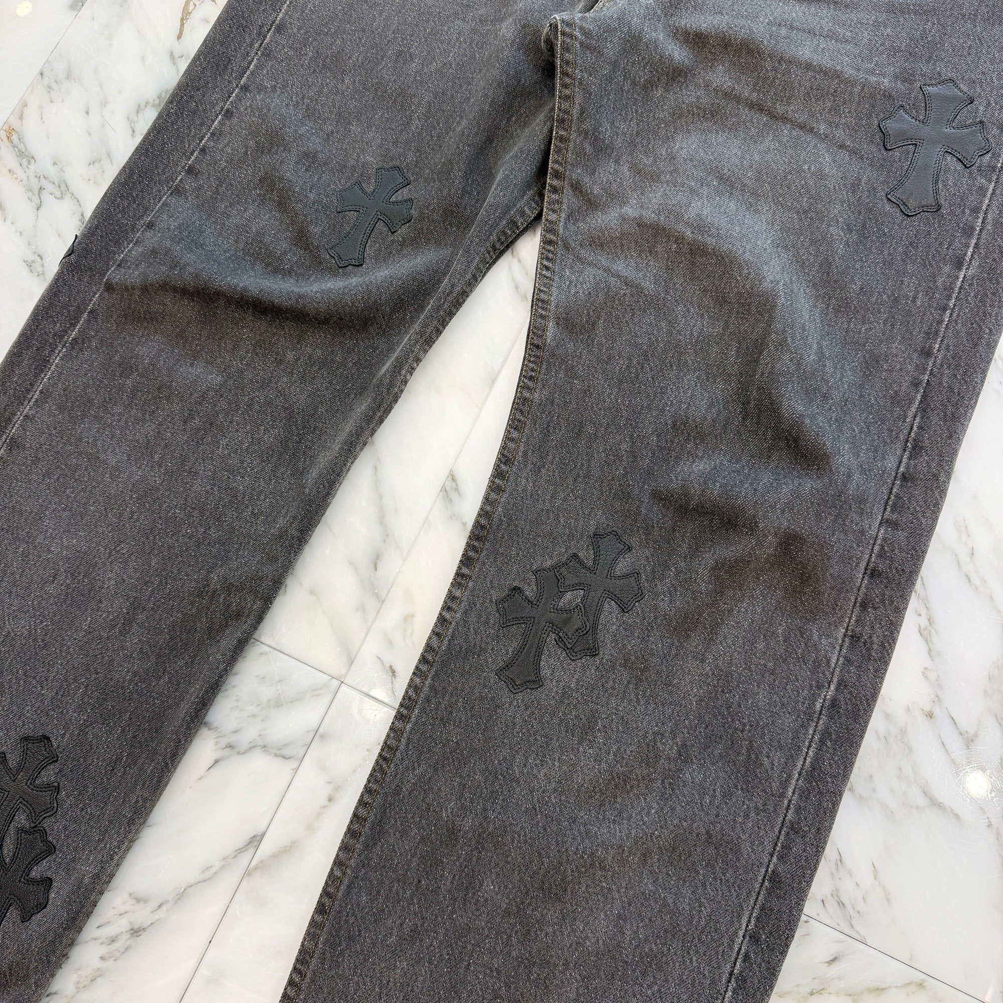 CHROME HEARTS × Levi's 501 VNTG Leather Cross Patch Denim Pants Size 34 クロムハーツ × リーバイス 501 ヴィンテージ レザークロスパッチ デニムパンツ サイズ34