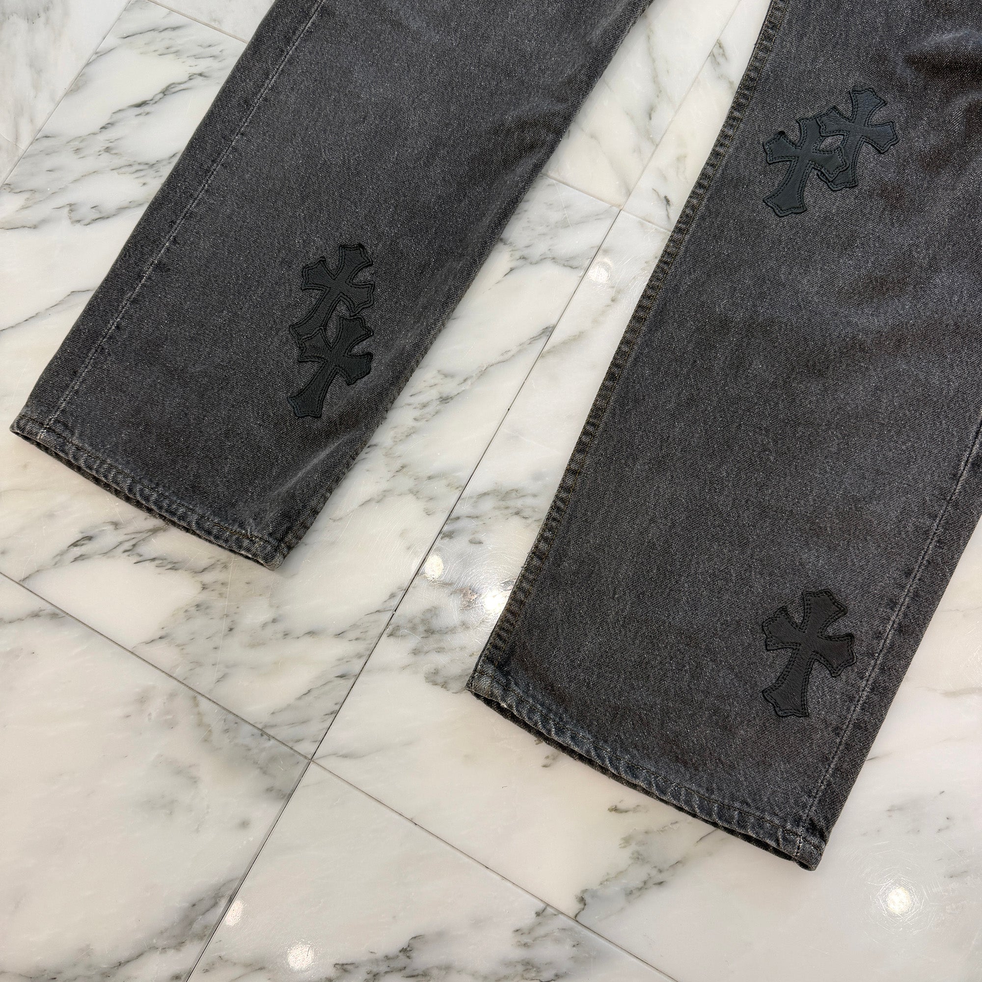 CHROME HEARTS × Levi's 501 VNTG Leather Cross Patch Denim Pants Size 34 クロムハーツ × リーバイス 501 ヴィンテージ レザークロスパッチ デニムパンツ サイズ34