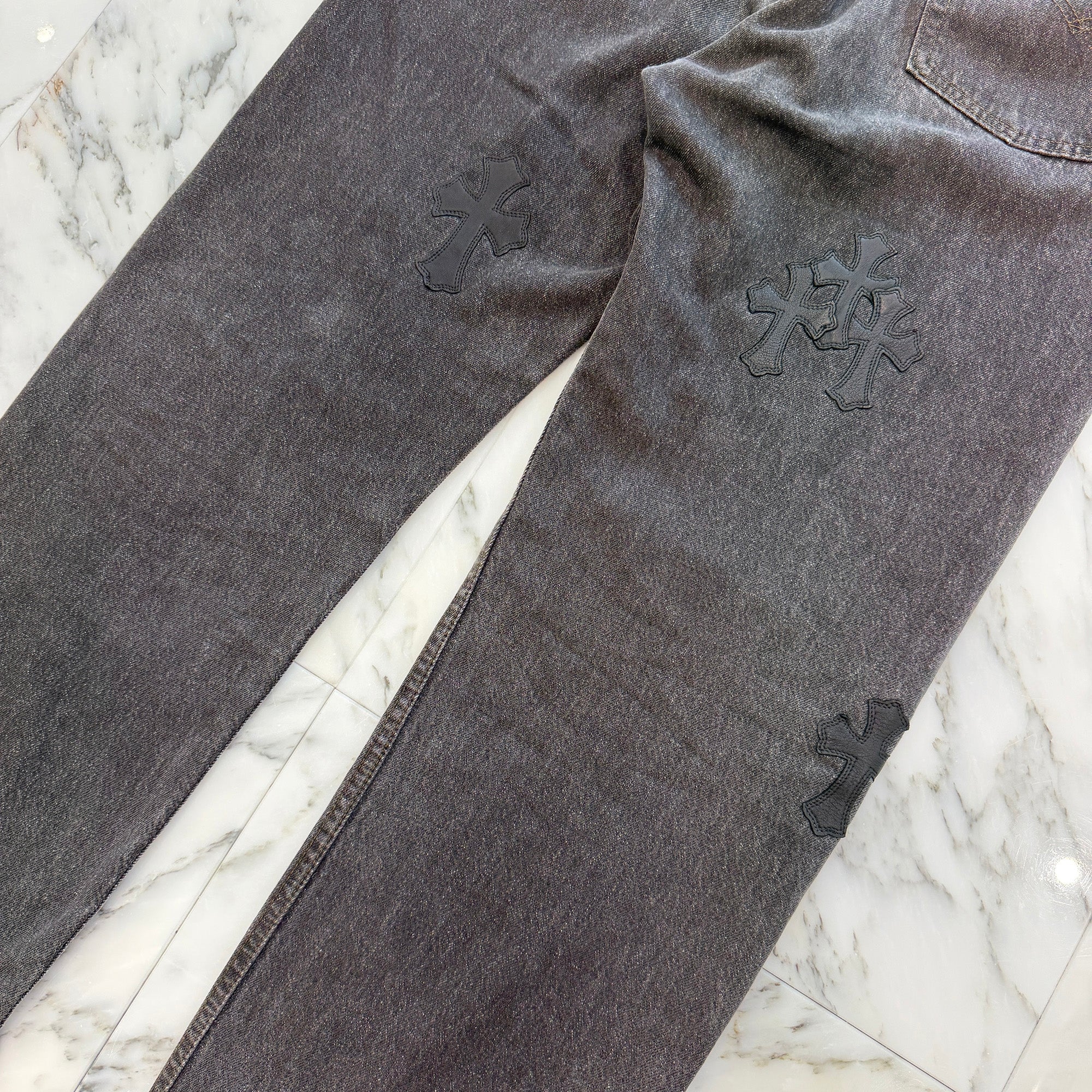 CHROME HEARTS × Levi's 501 VNTG Leather Cross Patch Denim Pants Size 34 クロムハーツ × リーバイス 501 ヴィンテージ レザークロスパッチ デニムパンツ サイズ34