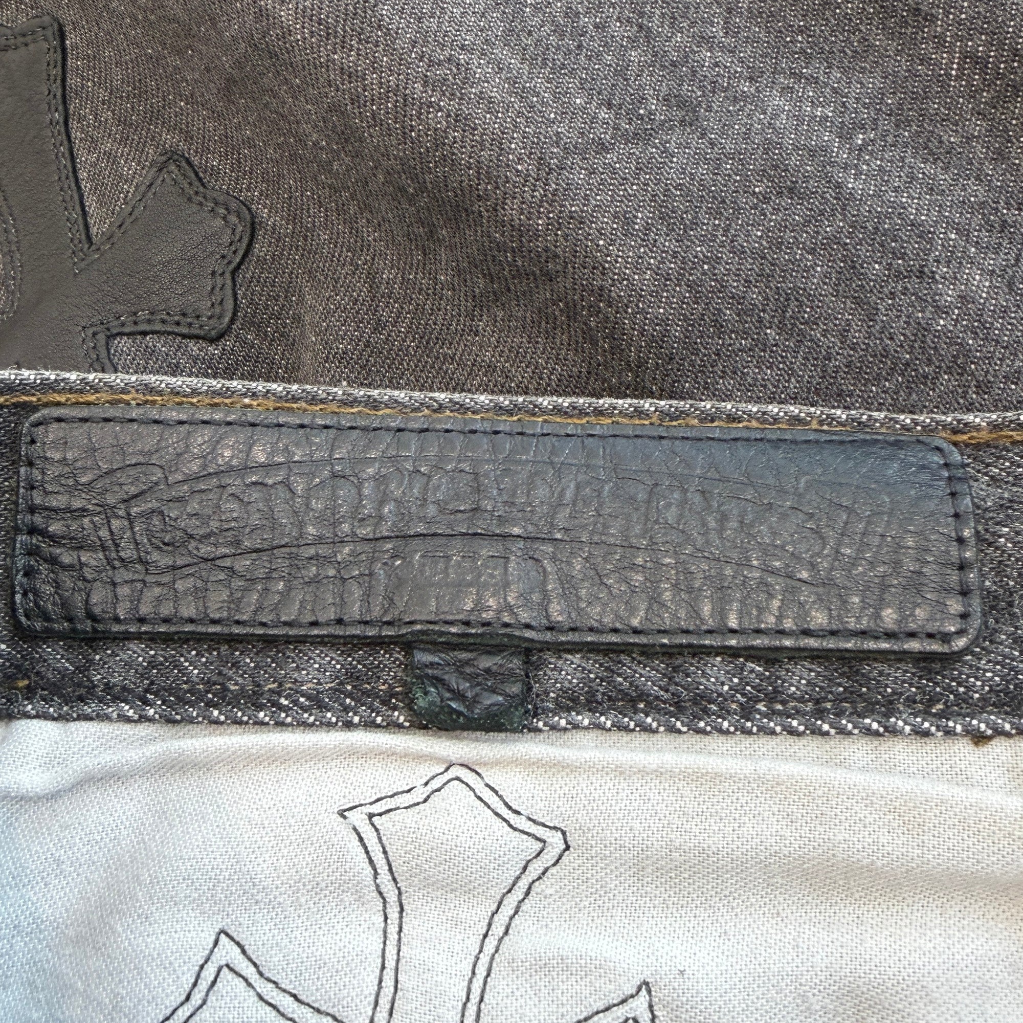 CHROME HEARTS × Levi's 501 VNTG Leather Cross Patch Denim Pants Size 34 クロムハーツ × リーバイス 501 ヴィンテージ レザークロスパッチ デニムパンツ サイズ34