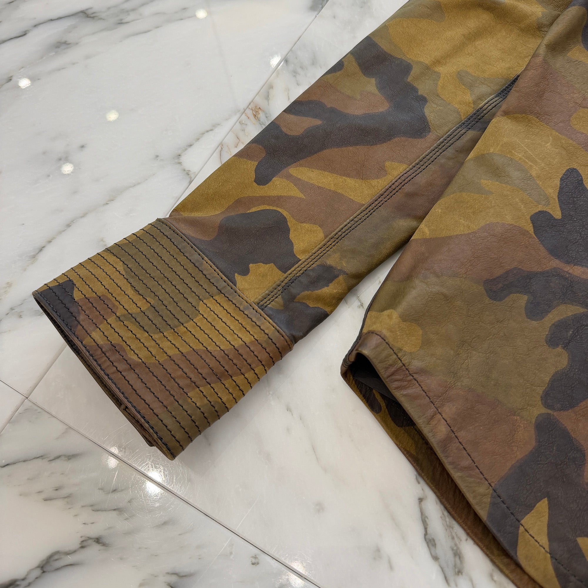 CHROME HEARTS BS Flare Patch Camouflage Leather Army Shirt Jacket Size M クロムハーツ BSフレアパッチ カモフラージュレザー アーミーシャツジャケット サイズM