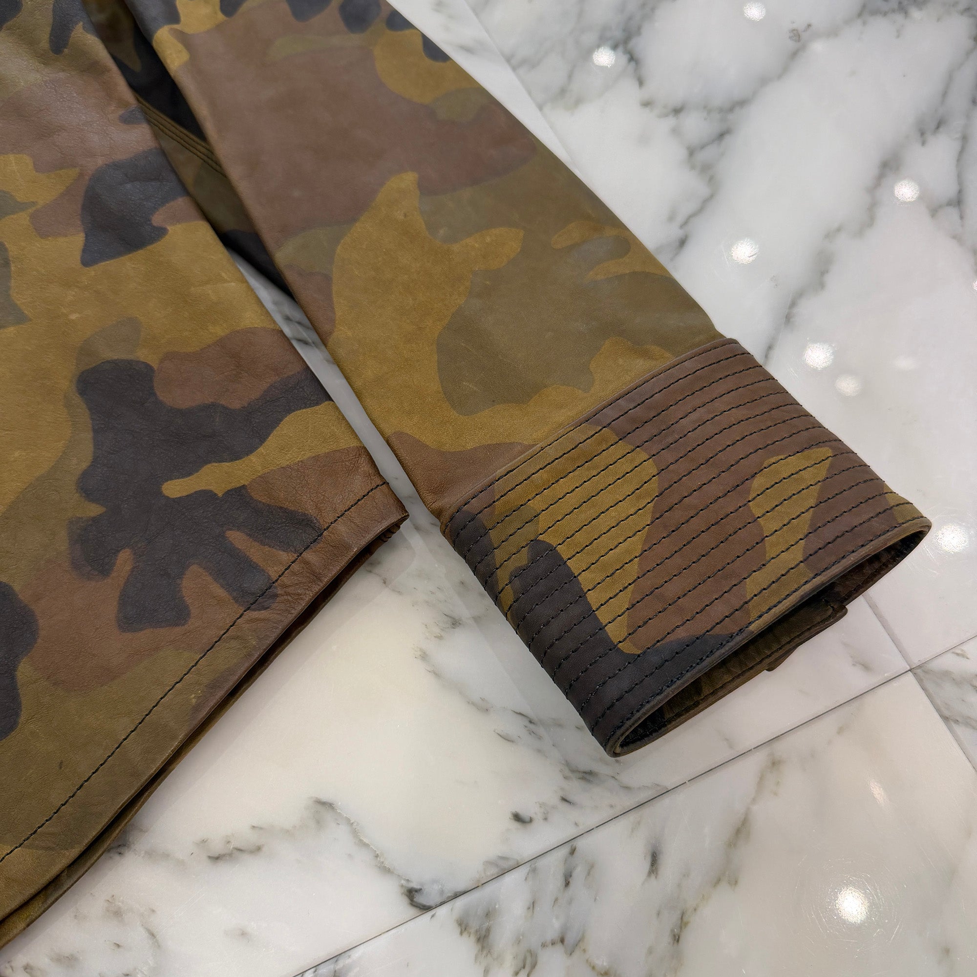 CHROME HEARTS BS Flare Patch Camouflage Leather Army Shirt Jacket Size M クロムハーツ BSフレアパッチ カモフラージュレザー アーミーシャツジャケット サイズM