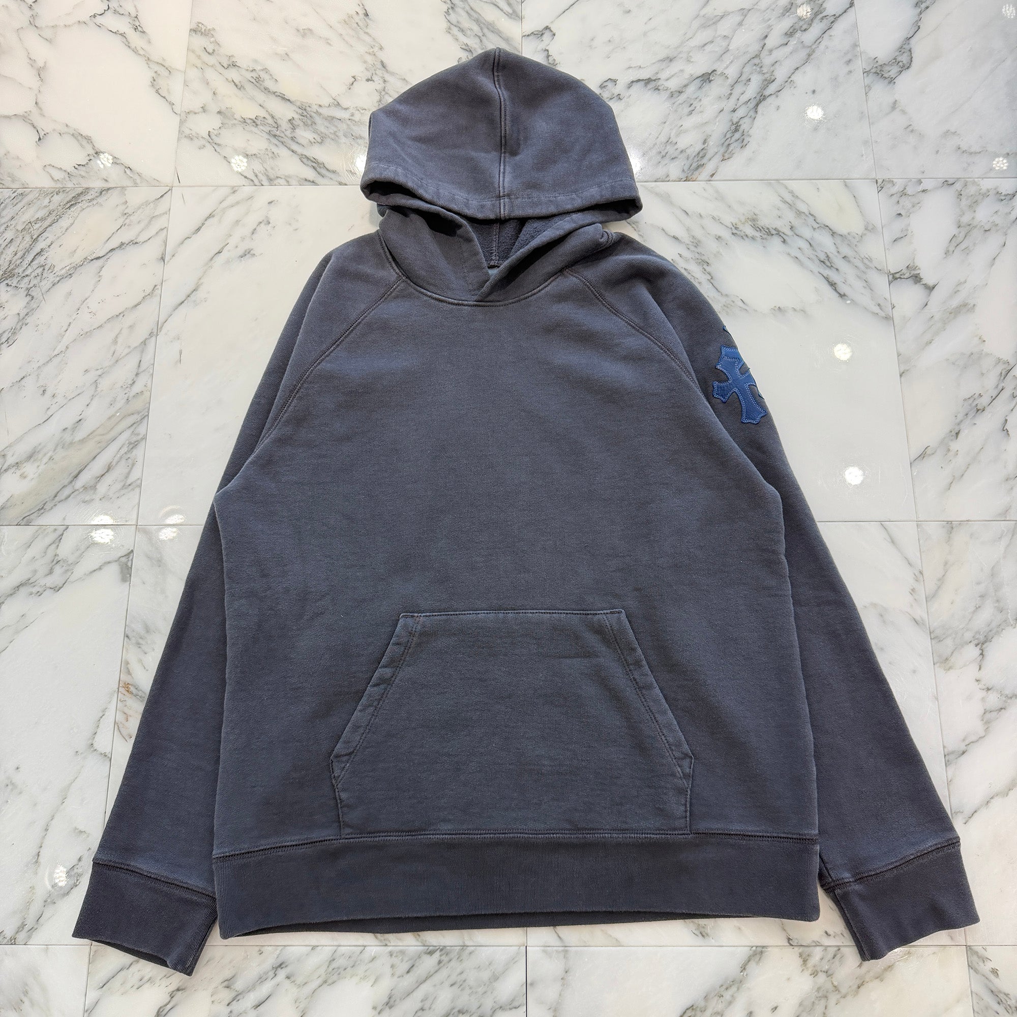 CHROME HEARTS Y NOT Triple Cross Leather Patch Pullover Hoodie Size L クロムハーツ ワイノット トリプスクロス レザーパッチ プルオーバーフーディ サイズL