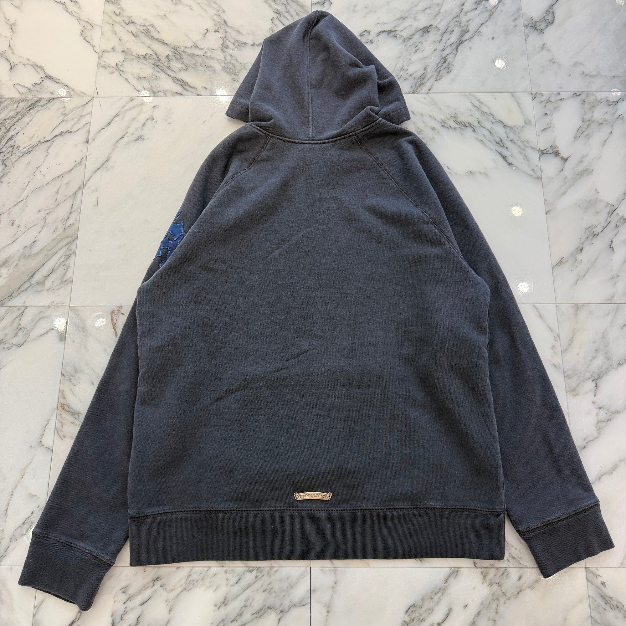 CHROME HEARTS Y NOT Triple Cross Leather Patch Pullover Hoodie Size L クロムハーツ ワイノット トリプスクロス レザーパッチ プルオーバーフーディ サイズL
