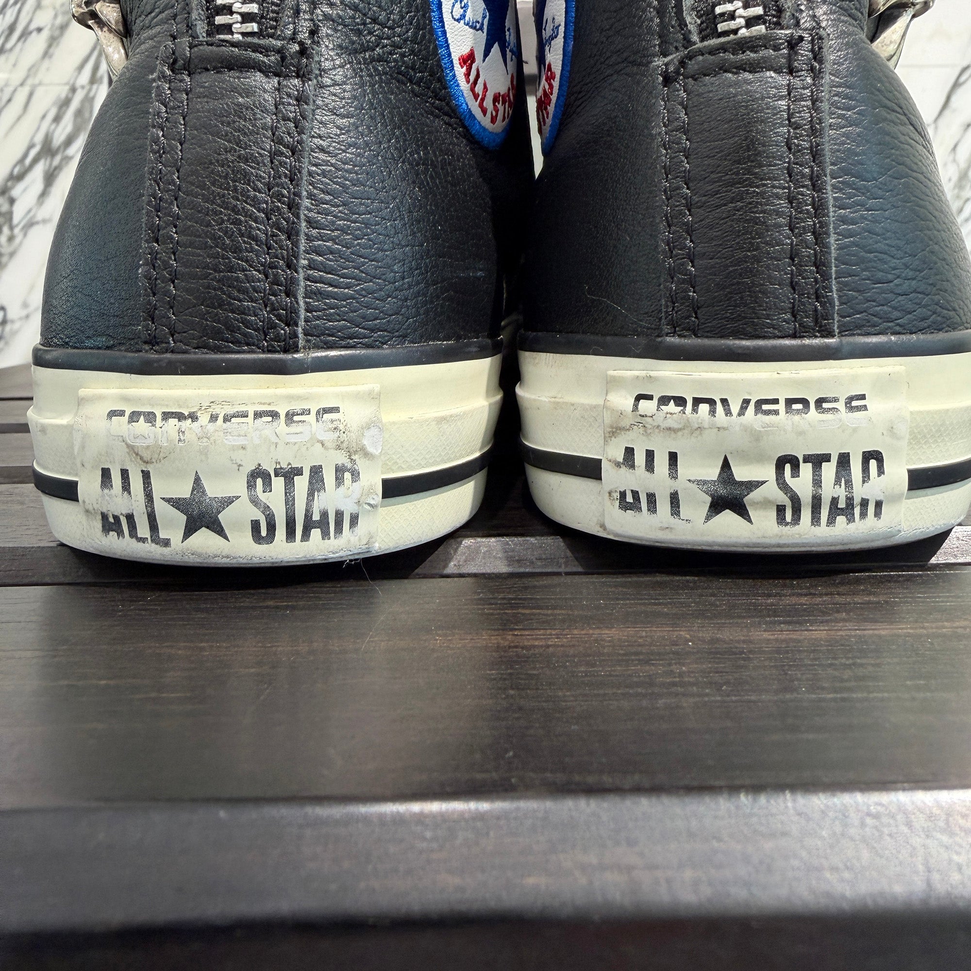 CHROME HEARTS × CONVERSE Gunslinger Belt Leather High Cut Sneakers Size 6 1/2(約25.0cm前後) クロムハーツ × コンバース ガンスリンガーベルト レザーハイカット スニーカー サイズ6 1/2(約25.0cm前後)