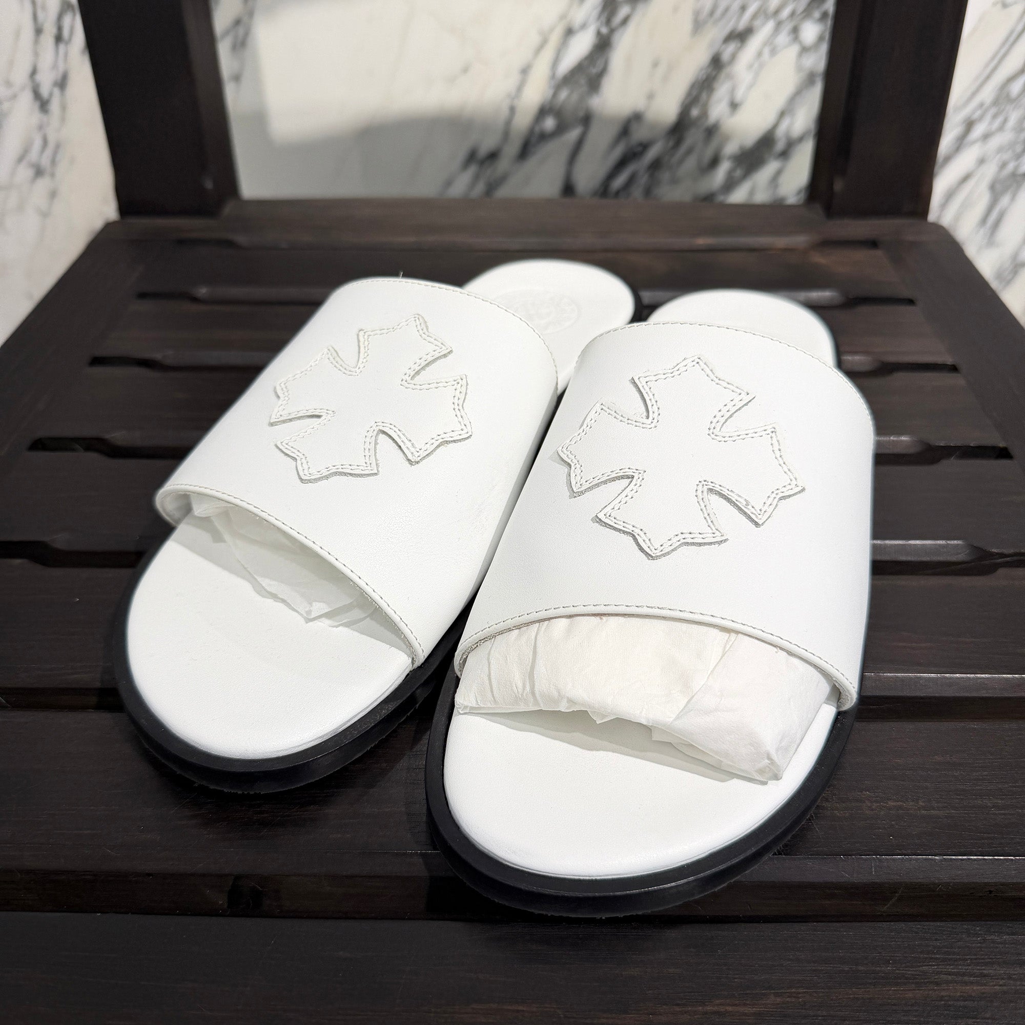 CHROME HEARTS Leather Cross Patch Sandals Size 43 (約27.5cm～28.0cm) クロムハーツ レザークロスパッチ サンダル サイズ43 (約27.5cm～28.0cm)