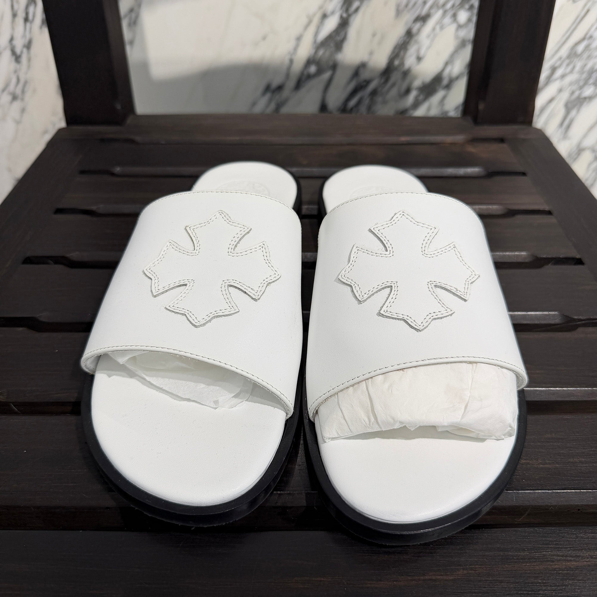 CHROME HEARTS Leather Cross Patch Sandals Size 43 (約27.5cm～28.0cm) クロムハーツ レザークロスパッチ サンダル サイズ43 (約27.5cm～28.0cm)