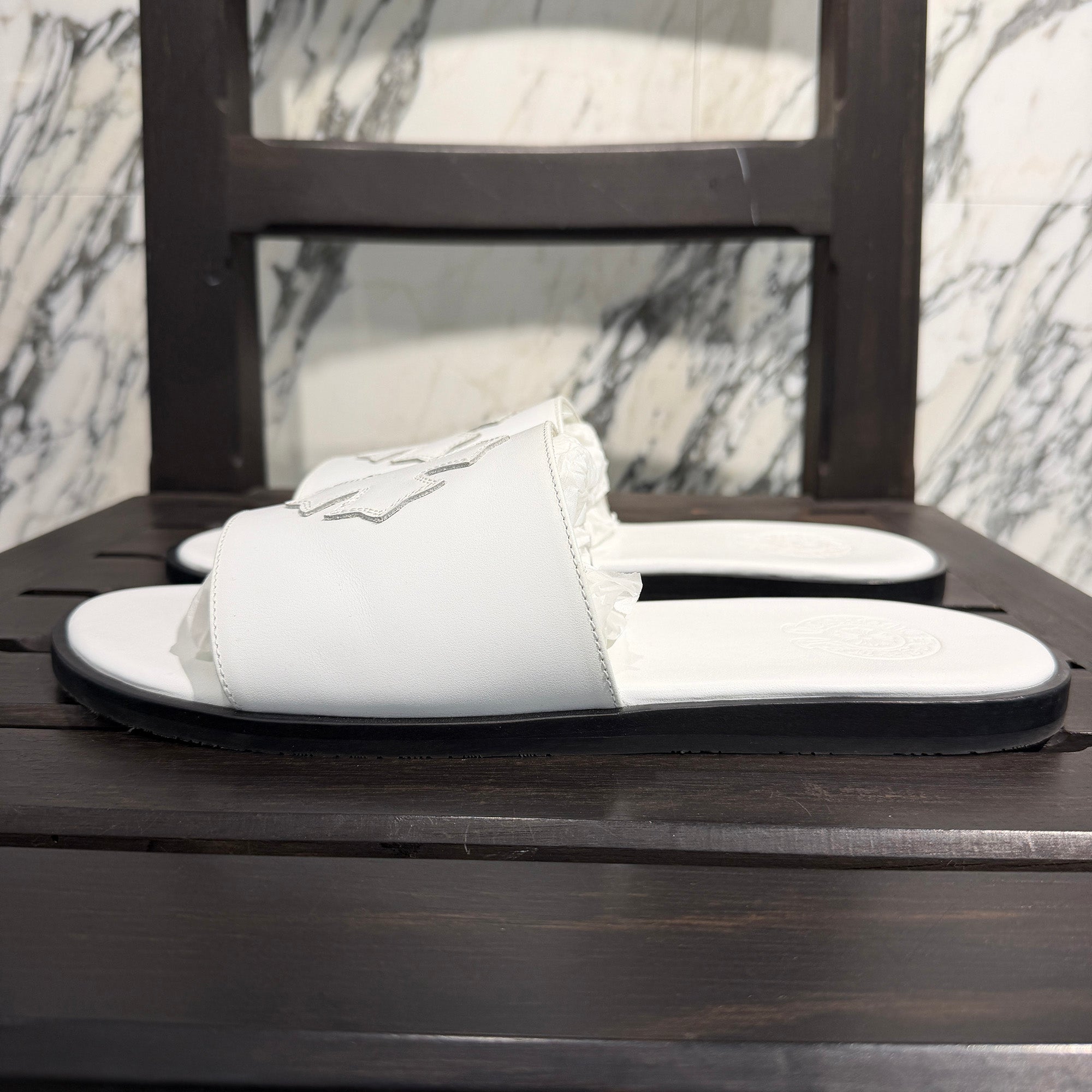CHROME HEARTS Leather Cross Patch Sandals Size 43 (約27.5cm～28.0