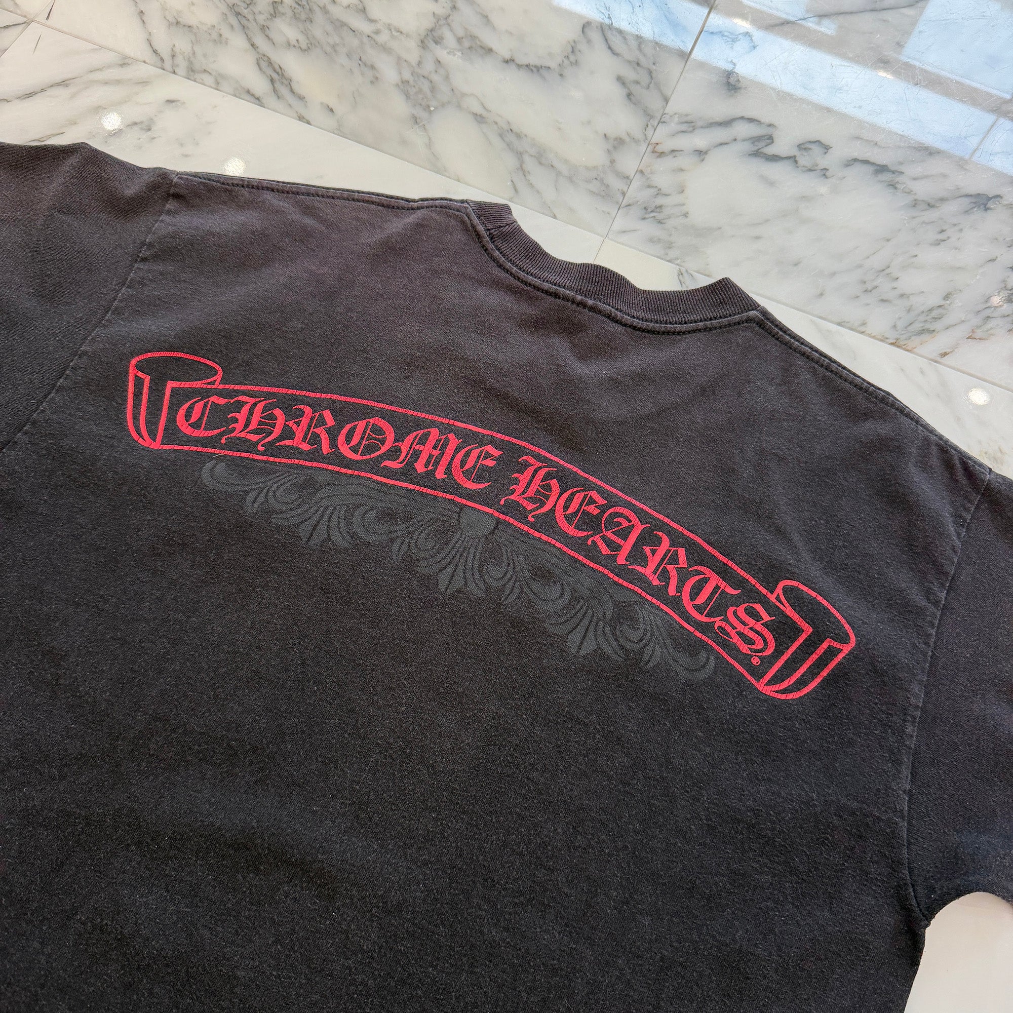 CHROME HEARTS Back Floral Cross Scroll Tee Size L クロムハーツ バック フローラルクロス バックスクロール Tシャツ サイズL