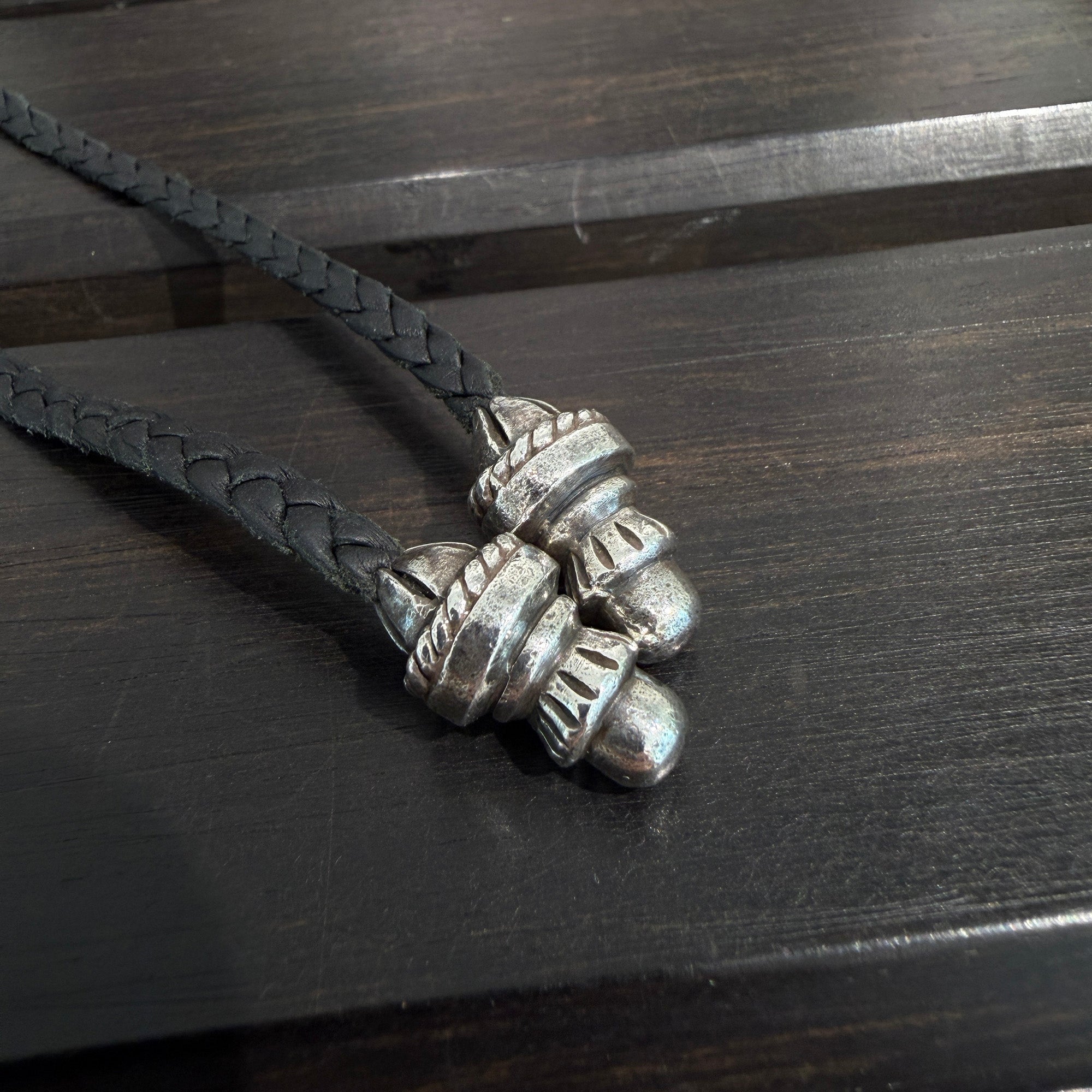 CHROME HEARTS Small CH Cross Leather Braid Necklace クロムハーツ スモール CHクロス レザーブレード ネックレス