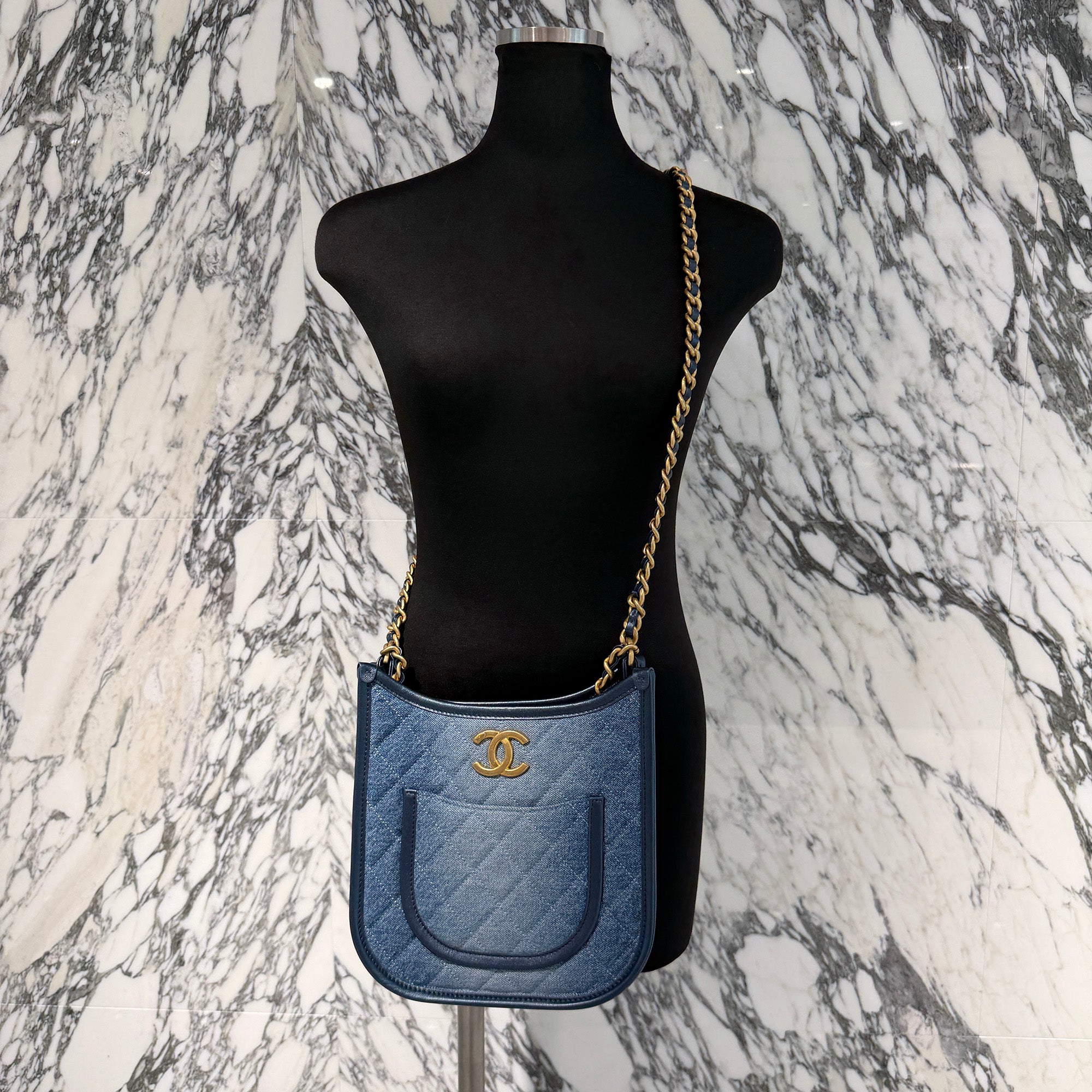CHANEL 2024SS Denim Matelassé Hobo Chain Shoulder Bag AS4532 シャネル デニムマトラッセ ホーボー チェーンショルダーバッグ