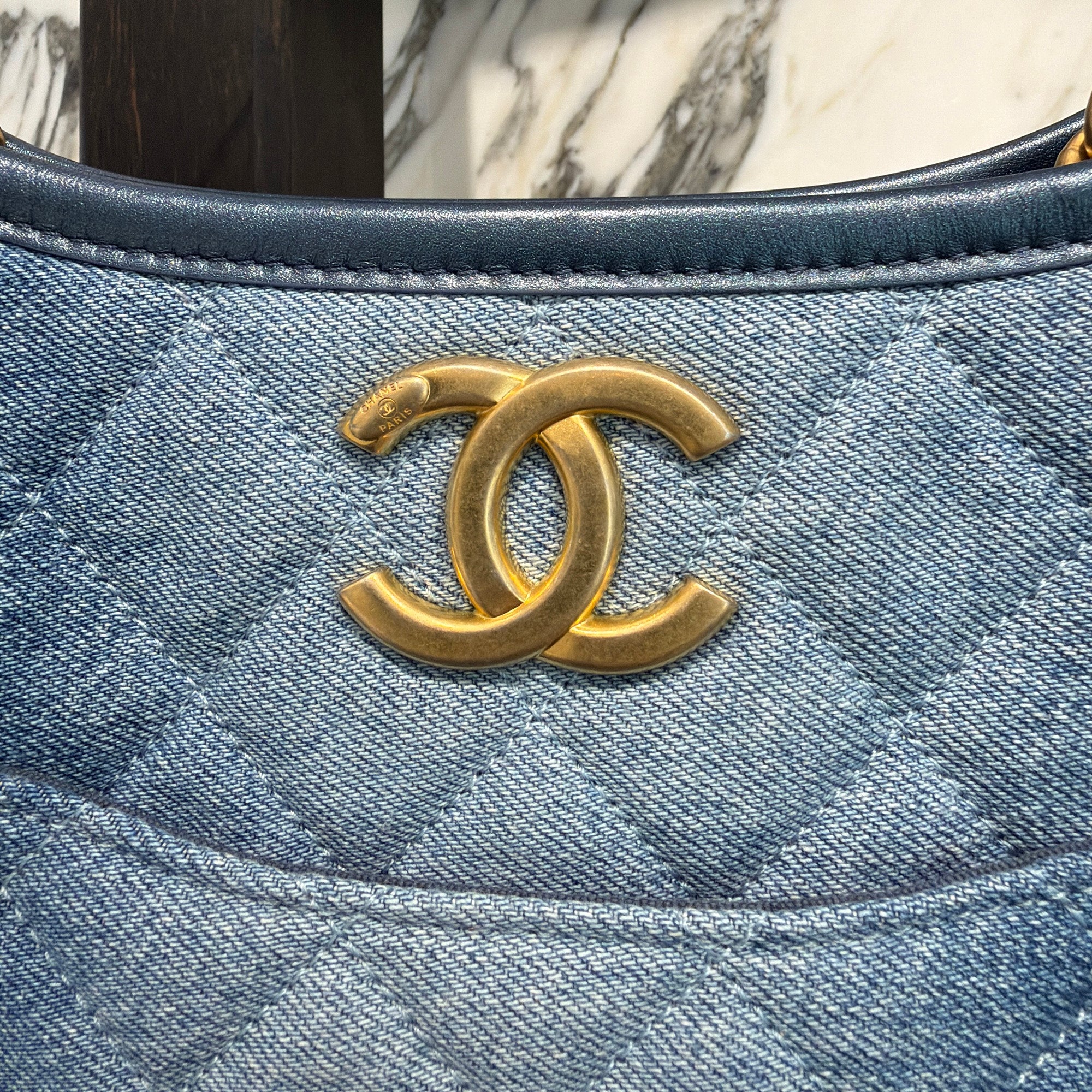 CHANEL 2024SS Denim Matelassé Hobo Chain Shoulder Bag AS4532 シャネル デニムマトラッセ ホーボー チェーンショルダーバッグ