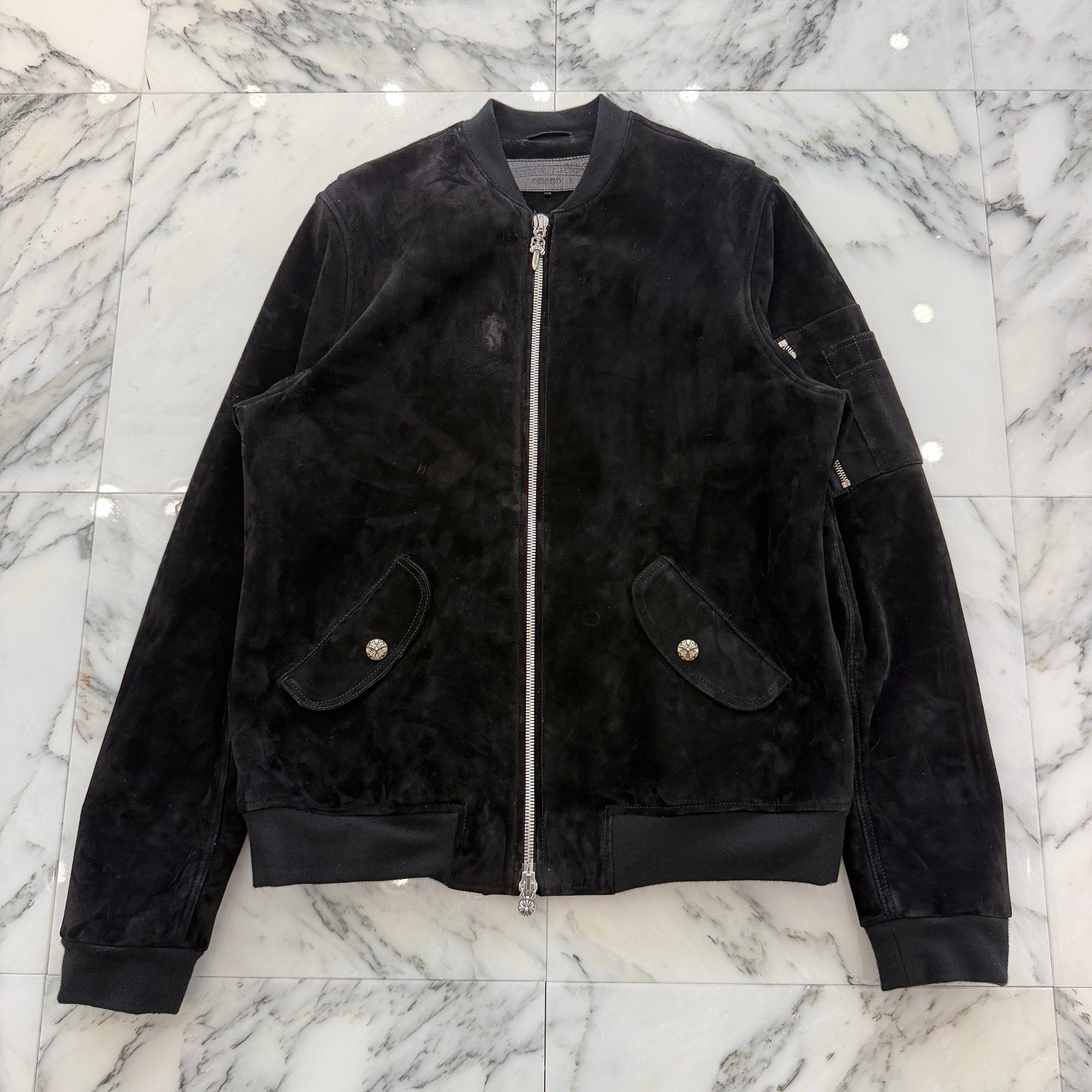 CHROME HEARTS Suede Leather MA-1 Bomber Jacket Size L クロムハーツ スエードレザーMA-1 ボンバージャケット サイズL