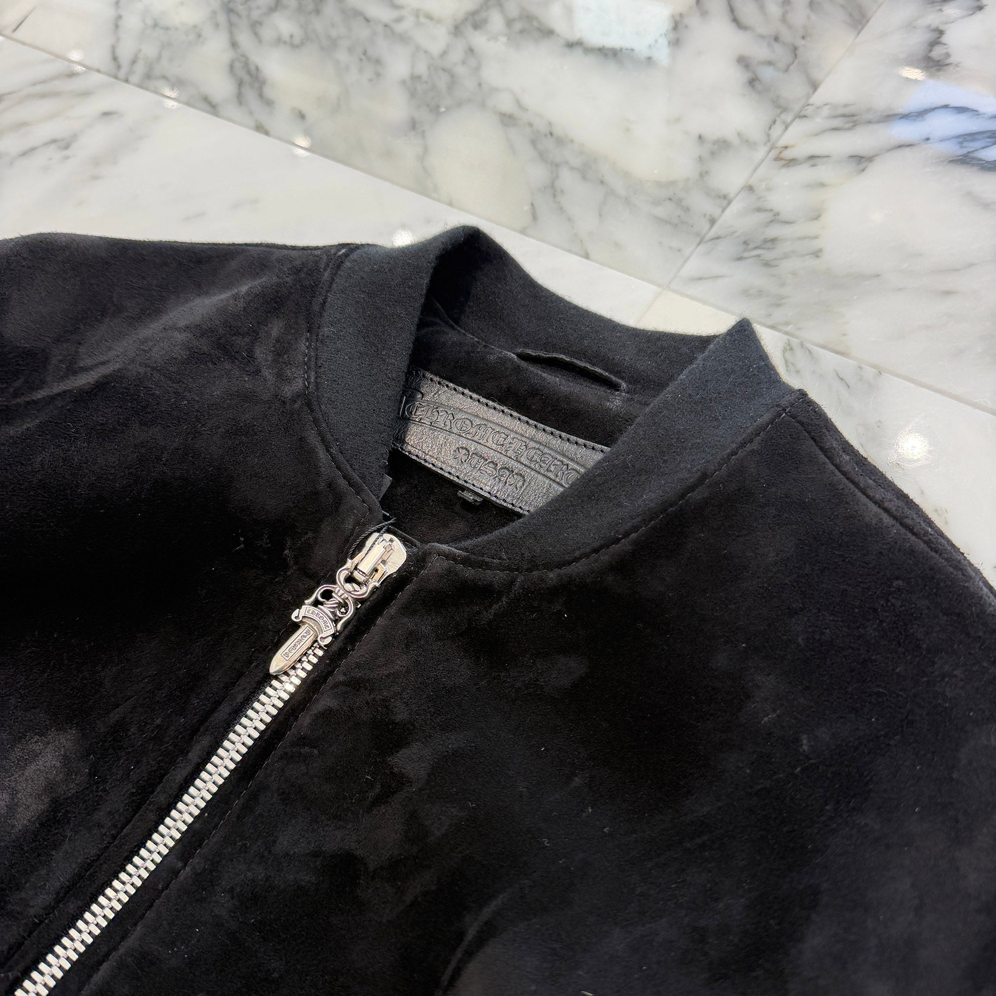 CHROME HEARTS Suede Leather MA-1 Bomber Jacket Size L クロムハーツ スエードレザーMA-1 ボンバージャケット サイズL