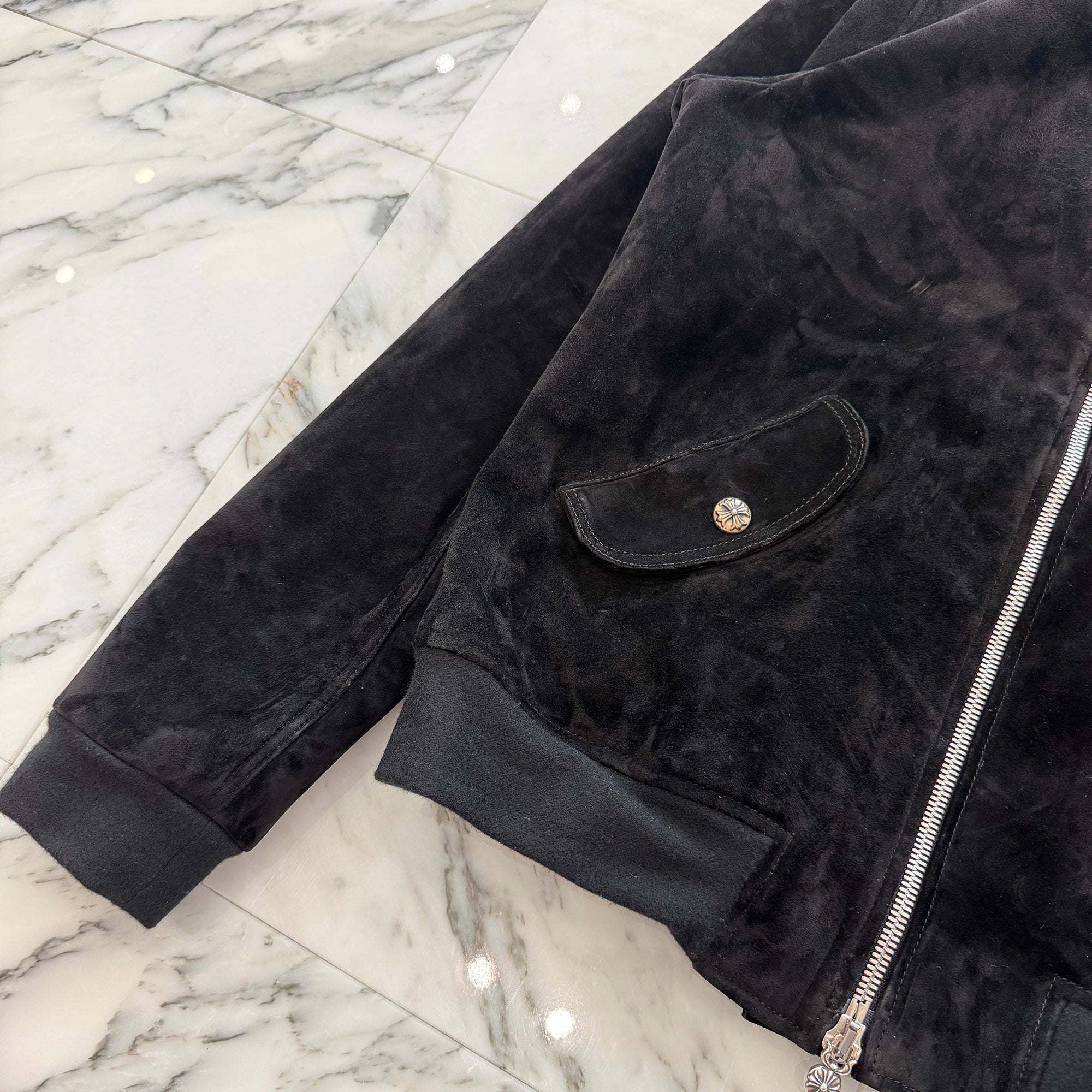 CHROME HEARTS Suede Leather MA-1 Bomber Jacket Size L クロムハーツ スエードレザーMA-1 ボンバージャケット サイズL