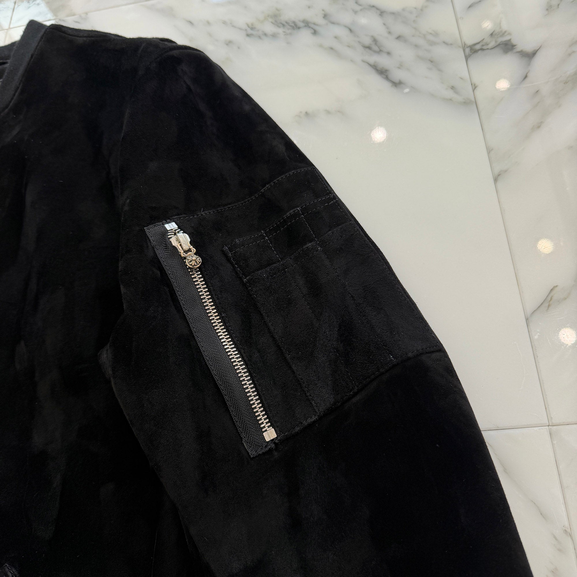 CHROME HEARTS Suede Leather MA-1 Bomber Jacket Size L クロムハーツ スエードレザーMA-1 ボンバージャケット サイズL