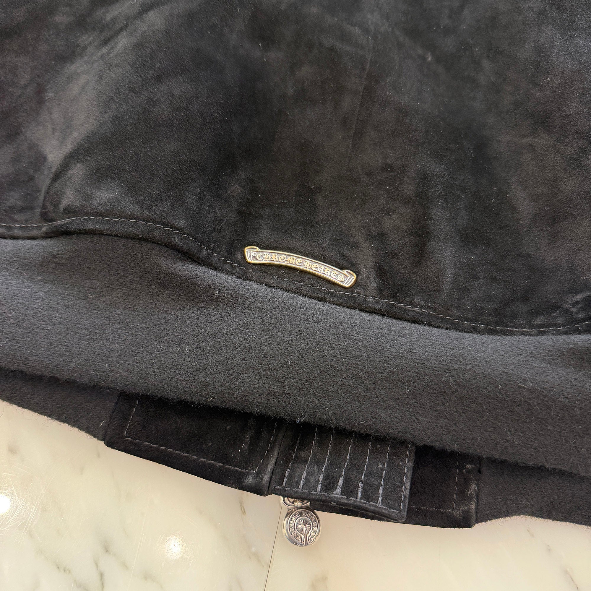 CHROME HEARTS Suede Leather MA-1 Bomber Jacket Size L クロムハーツ スエードレザーMA-1 ボンバージャケット サイズL