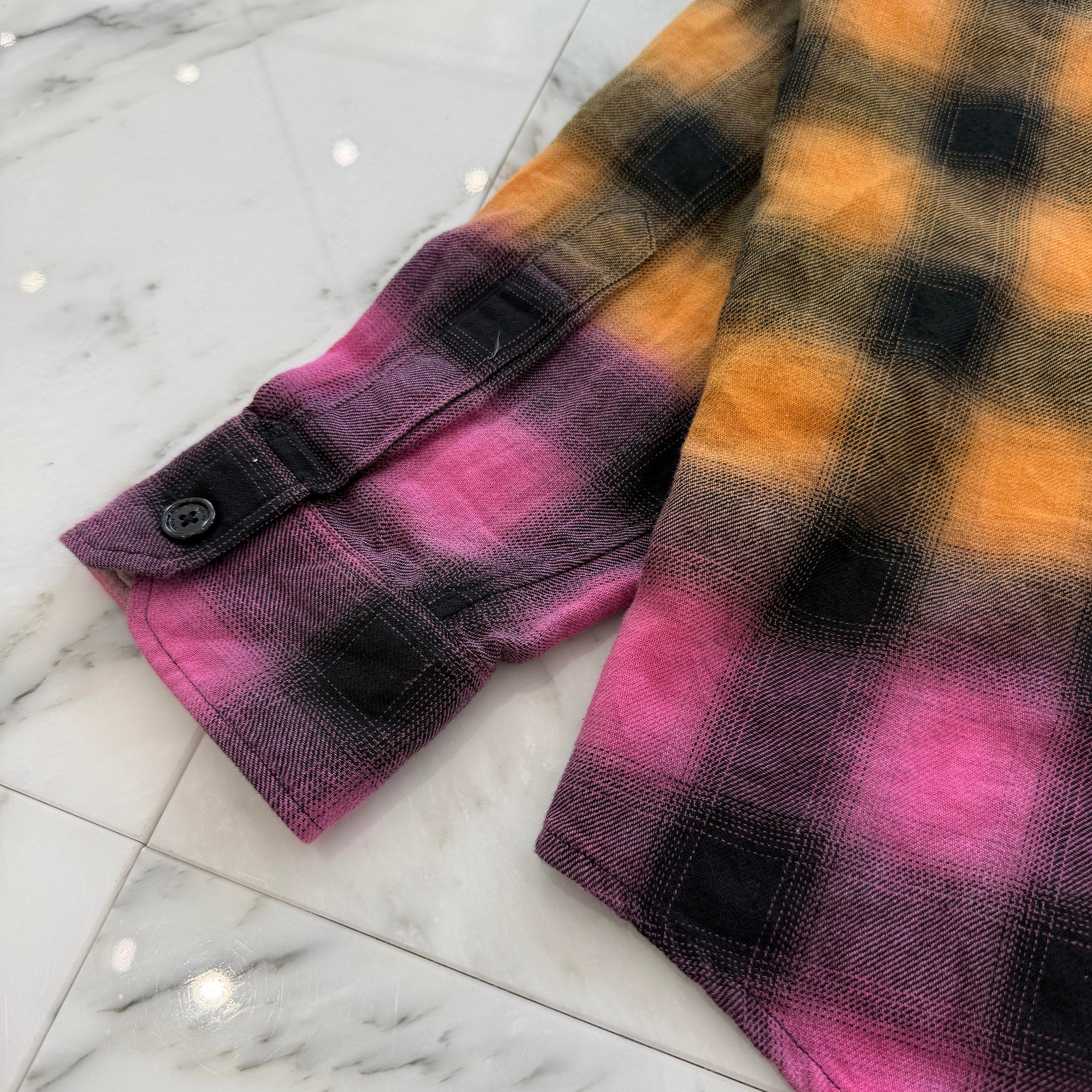 CELINE 2023SS Gradient Rainbow Check Loose Fit Shirt 2C574952T Size 39 セリーヌ グラデーション レインボー チェック ルーズシャツ サイズ39