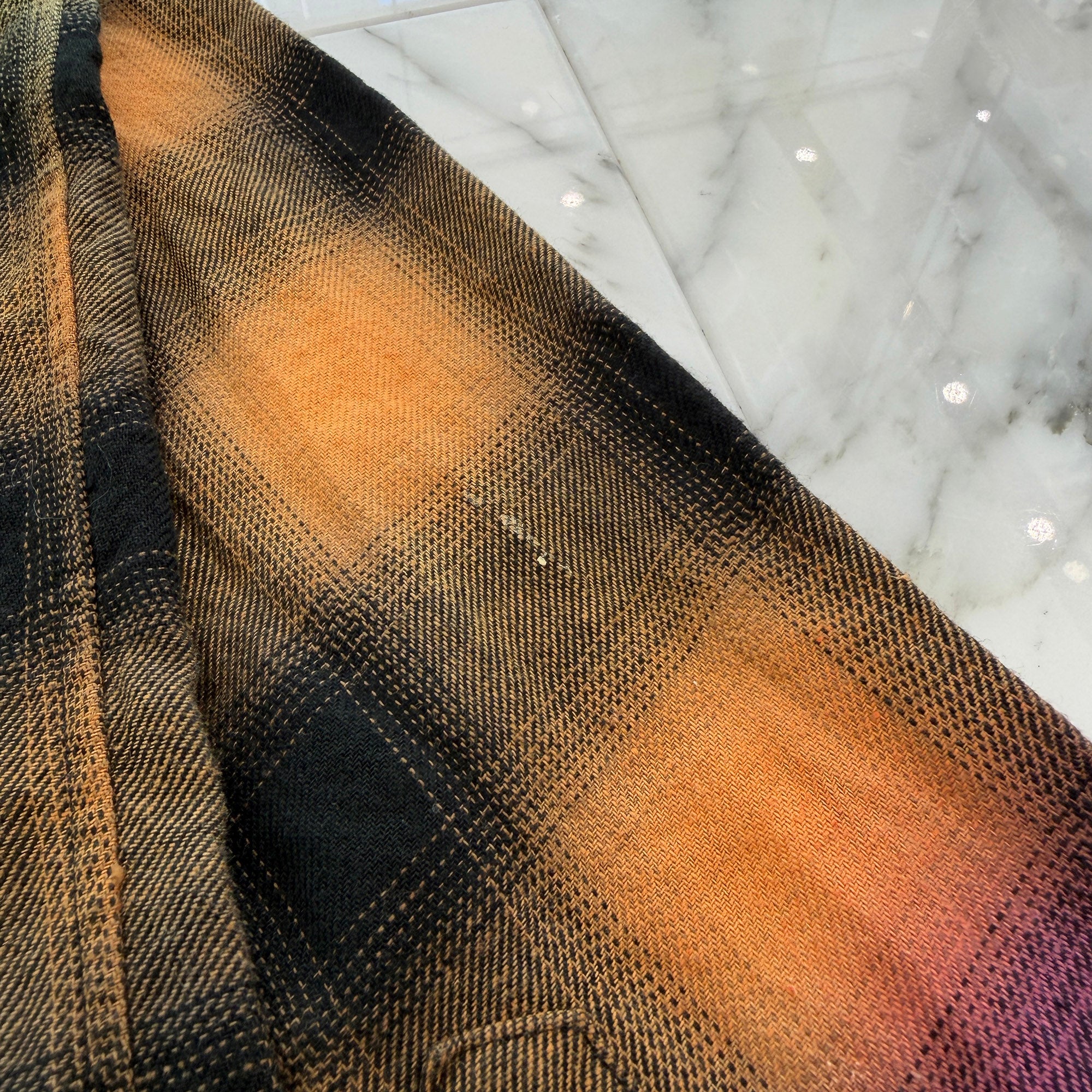 CELINE 2023SS Gradient Rainbow Check Loose Fit Shirt 2C574952T Size 39 セリーヌ グラデーション レインボー チェック ルーズシャツ サイズ39
