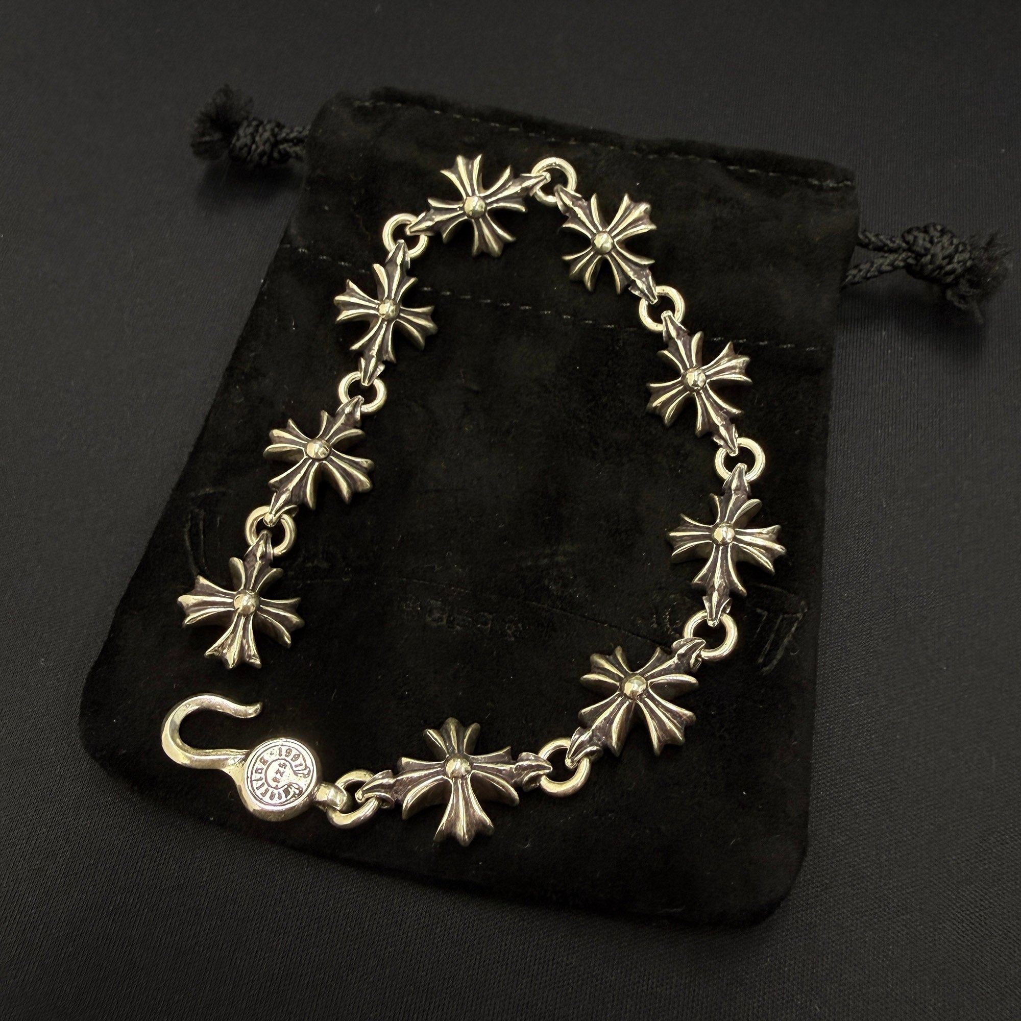 CHROME HEARTS Cut Out CH Plus Silver Bracelet 9 LINK クロムハーツ カットアウト CHプラス シルバー ブレスレット 9リンク