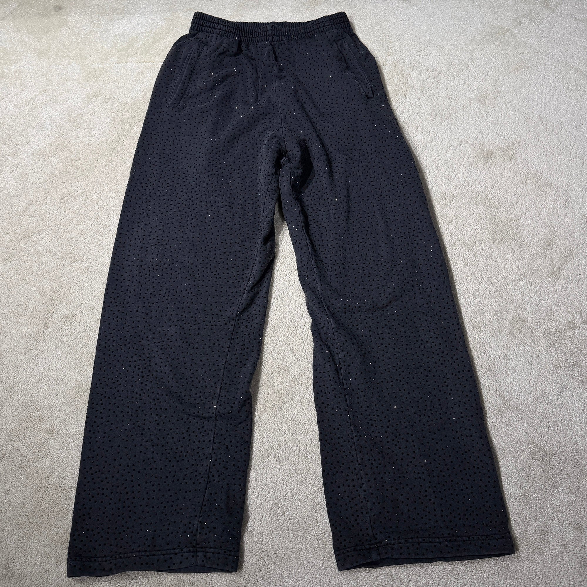 BALENCIAGA 2023SS Rhinestone Baggy Sweat Pants 745016 TOVJ3 Size S バレンシアガ ラインストーンバギースウェットロングパンツ サイズS