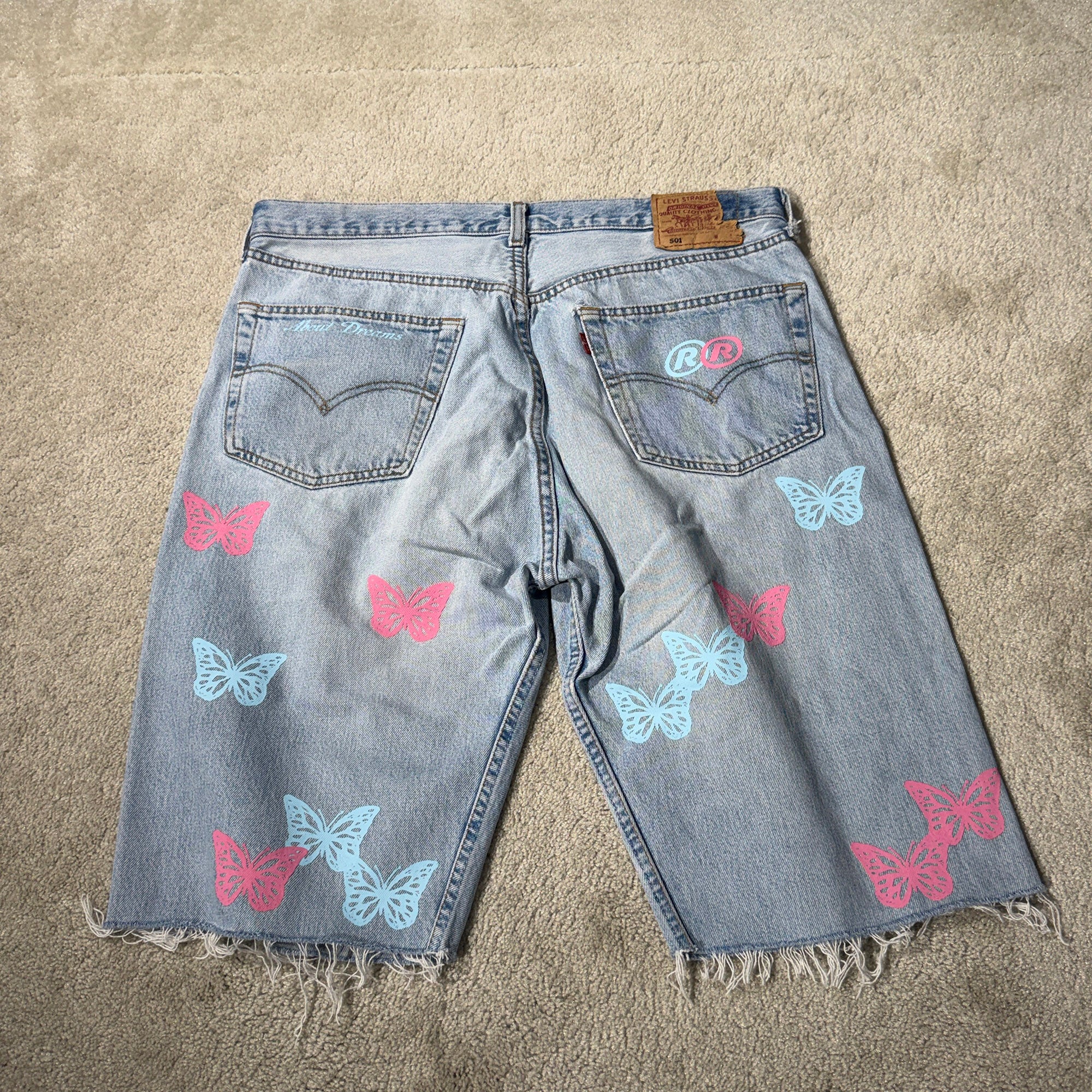 ABOUT DREAMS Butterfly Denim Shorts Size W38 × L36 アバウトドリームズ バタフライ デニムショーツ サイズ W38 × L36