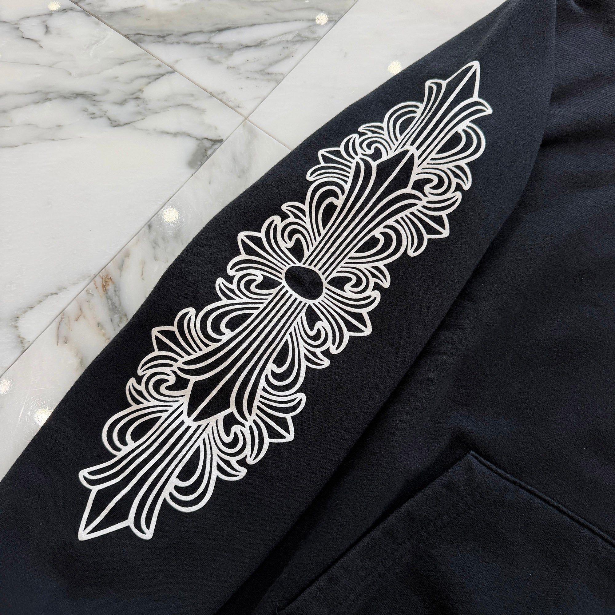 CHROME HEARTS Floral Cross Horseshoe Pullover Hoodie Size L クロムハーツ フローラルクロス ホースシュー プルオーバーフーディ サイズL