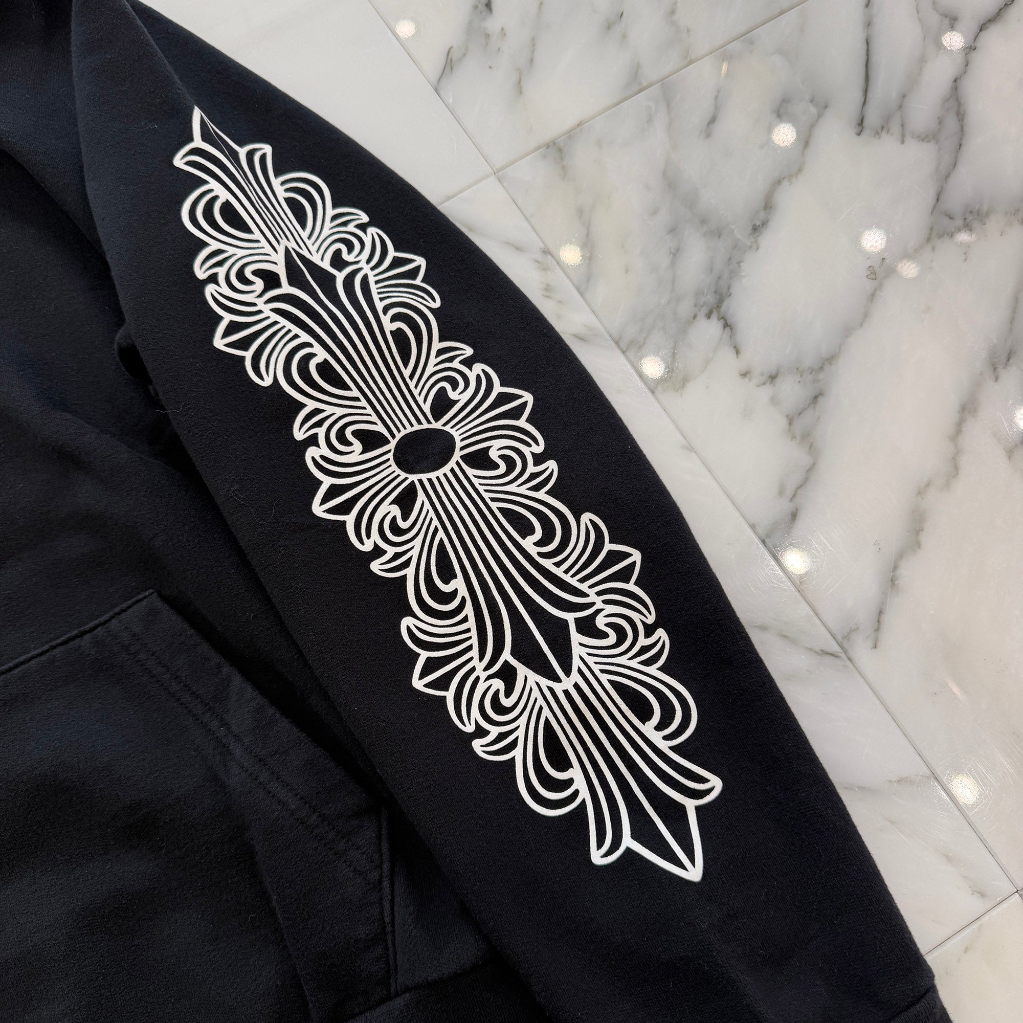 CHROME HEARTS Floral Cross Horseshoe Pullover Hoodie Size L クロムハーツ フローラルクロス ホースシュー プルオーバーフーディ サイズL