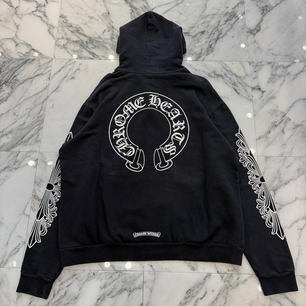 CHROME HEARTS Floral Cross Horseshoe Pullover Hoodie Size L クロムハーツ フローラルクロス ホースシュー プルオーバーフーディ サイズL