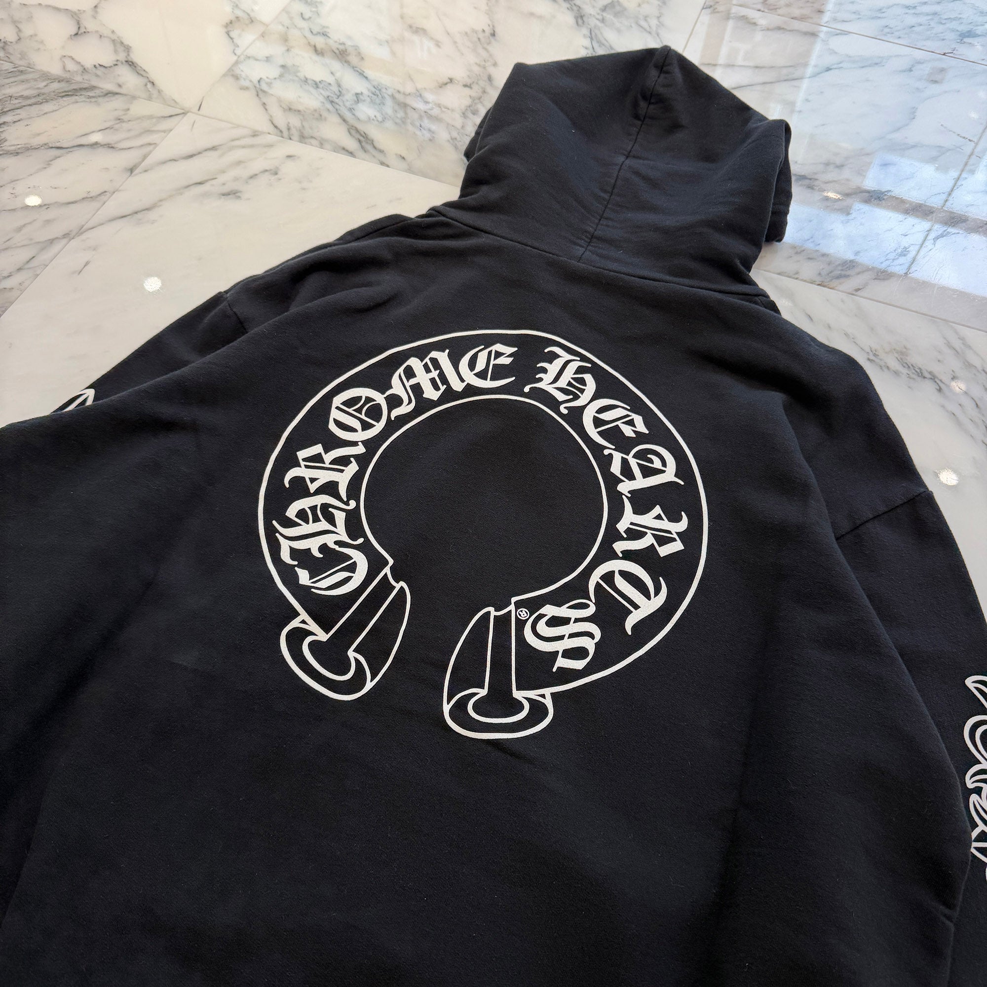 CHROME HEARTS Floral Cross Horseshoe Pullover Hoodie Size L クロムハーツ フローラルクロス ホースシュー プルオーバーフーディ サイズL