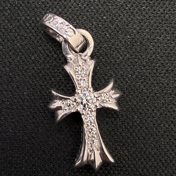 CHROME HEARTS 18K WG CH Cross Baby Fat Charm Pave Diamond クロムハーツ 18K WG CHクロス ベビーファット チャーム パヴェダイヤモンド