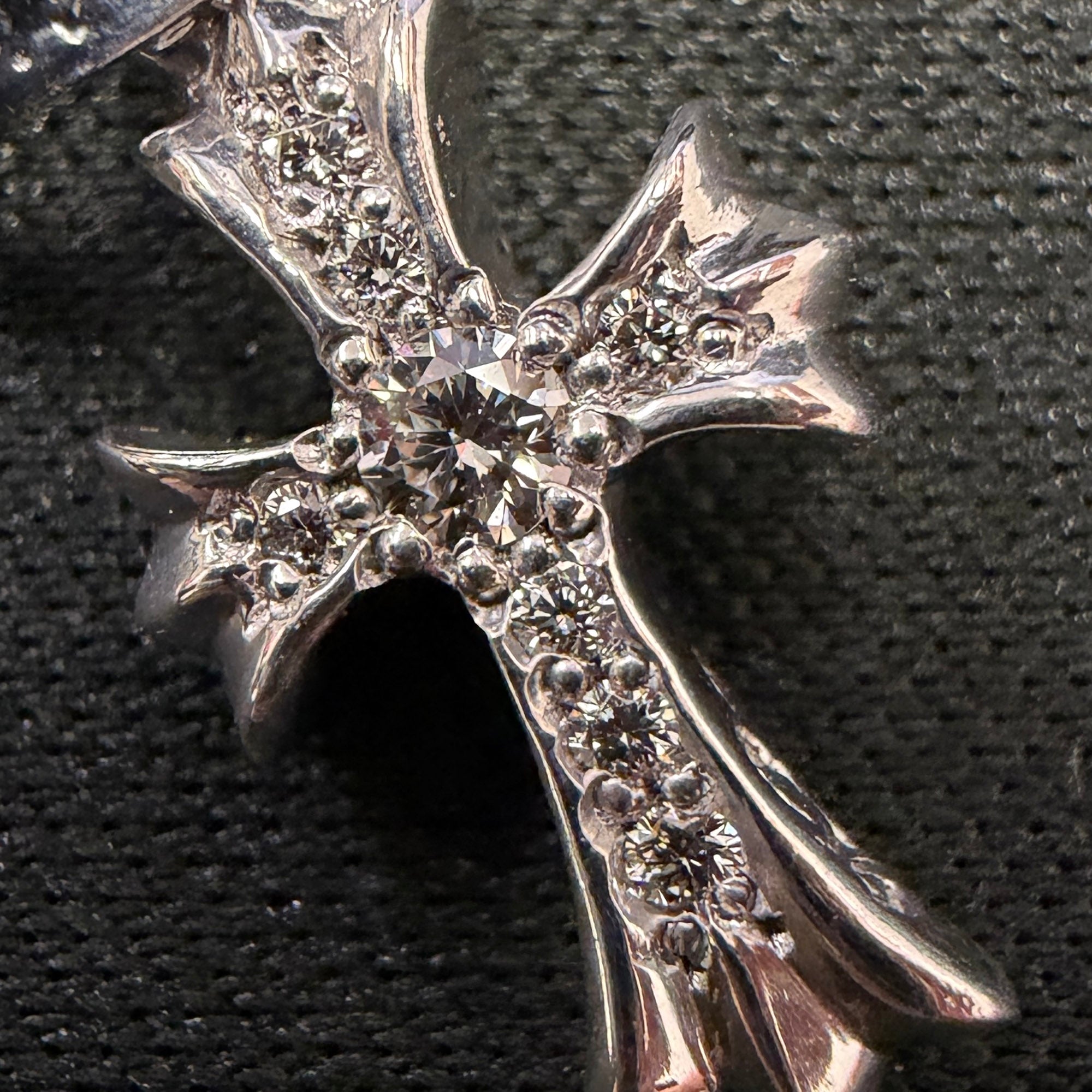 CHROME HEARTS 18K WG CH Cross Baby Fat Charm Pave Diamond クロムハーツ 18K WG CHクロス ベビーファット チャーム パヴェダイヤモンド