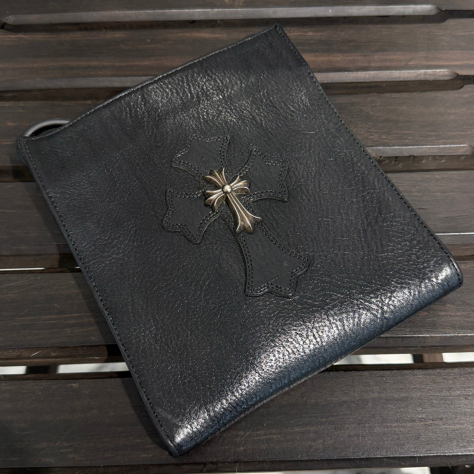 CHROME HEARTS CH Silver Cross Square Pocket Leather Shoulder Bag クロムハーツ CH シルバークロス スクエアポケット レザーショルダーバッグ
