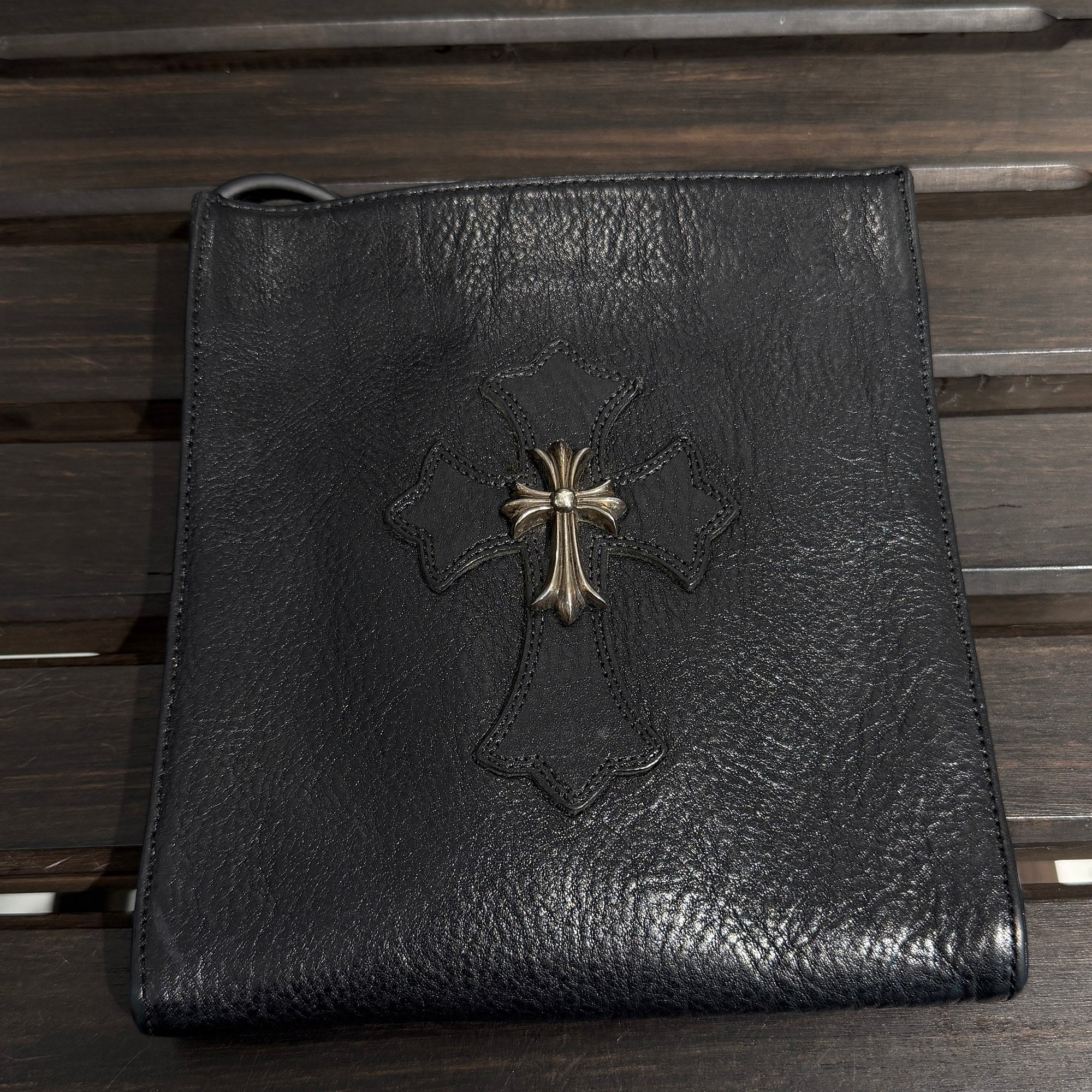 CHROME HEARTS CH Silver Cross Square Pocket Leather Shoulder Bag クロムハーツ CH シルバークロス スクエアポケット レザーショルダーバッグ