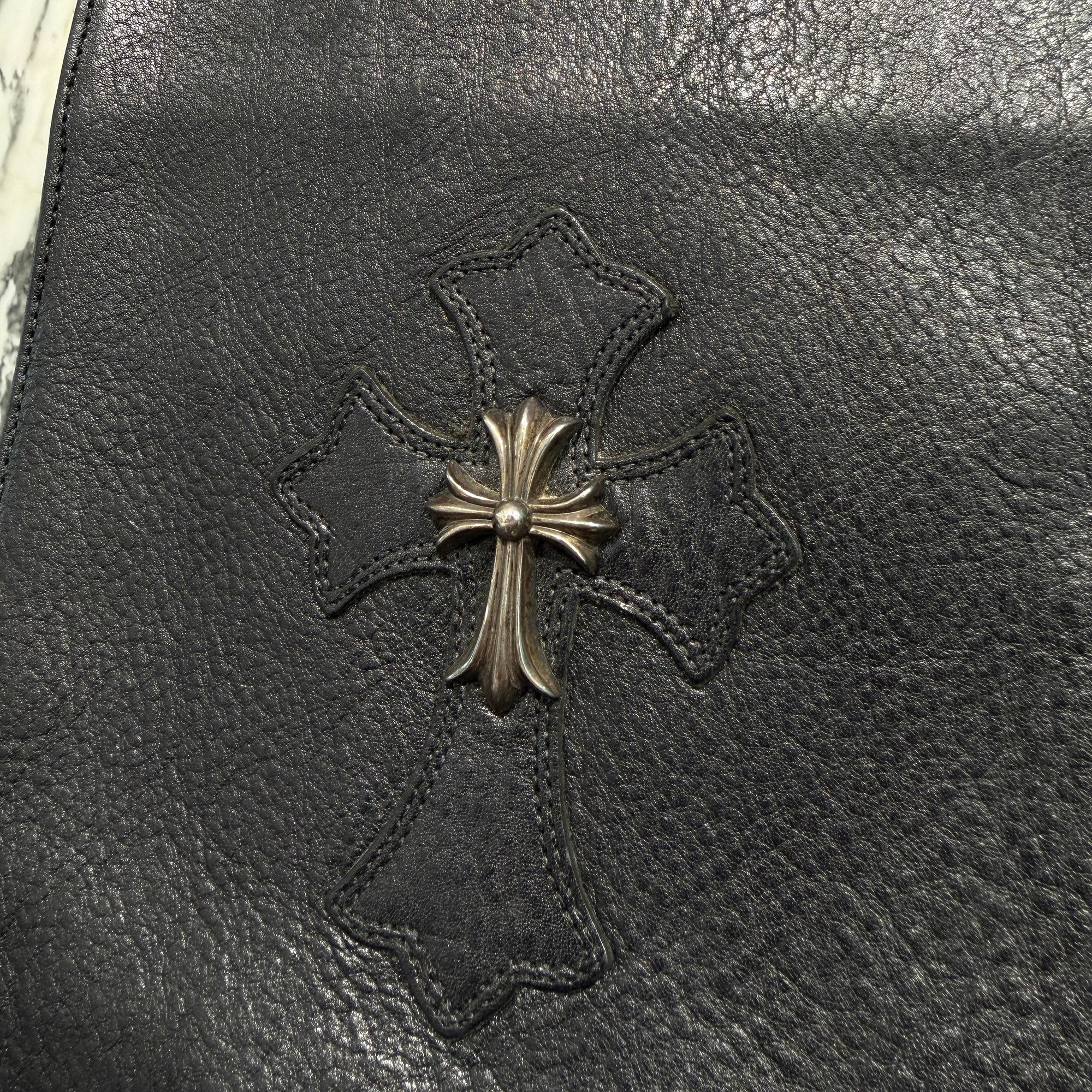 CHROME HEARTS CH Silver Cross Square Pocket Leather Shoulder Bag クロムハーツ CH シルバークロス スクエアポケット レザーショルダーバッグ