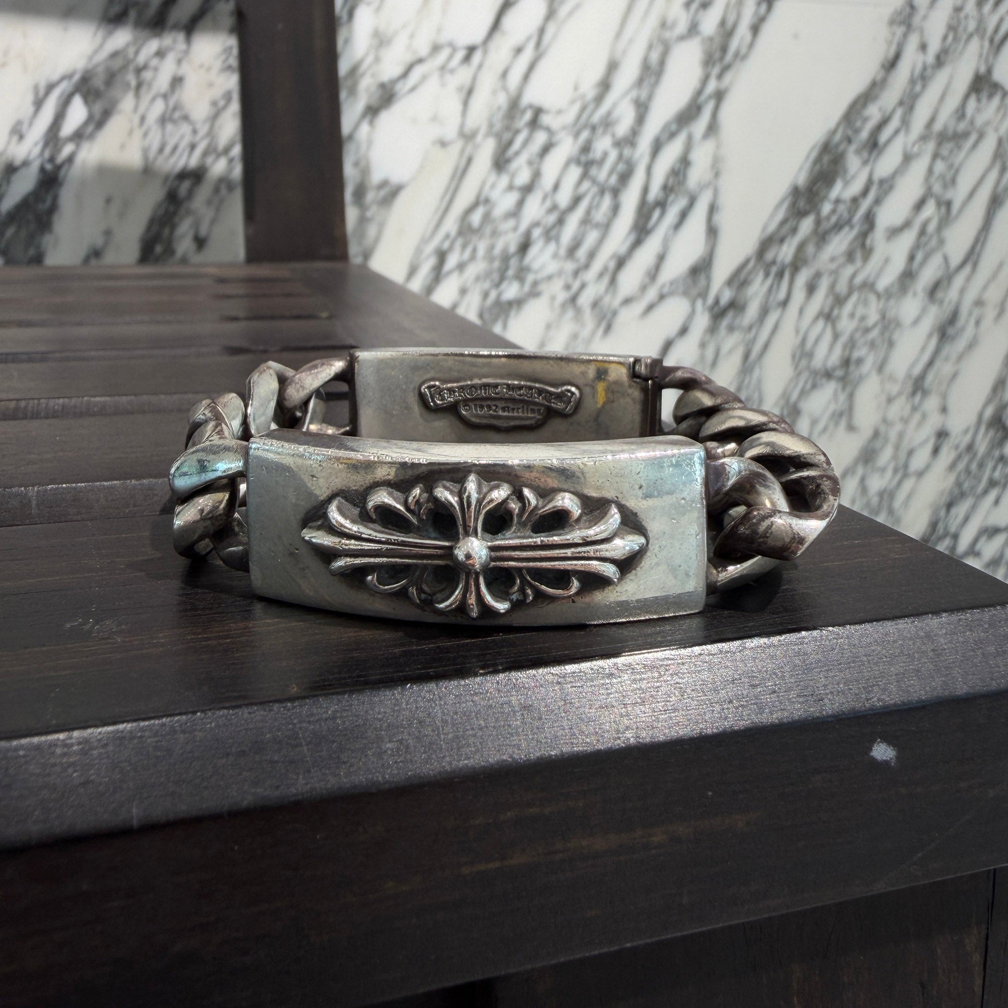 CHROME HEARTS FLORAL Dagger Classic Chain Double ID Bracelet クロムハ―ツ フローラル ダガー クラッシックチェーン ダブルID ブレスレット