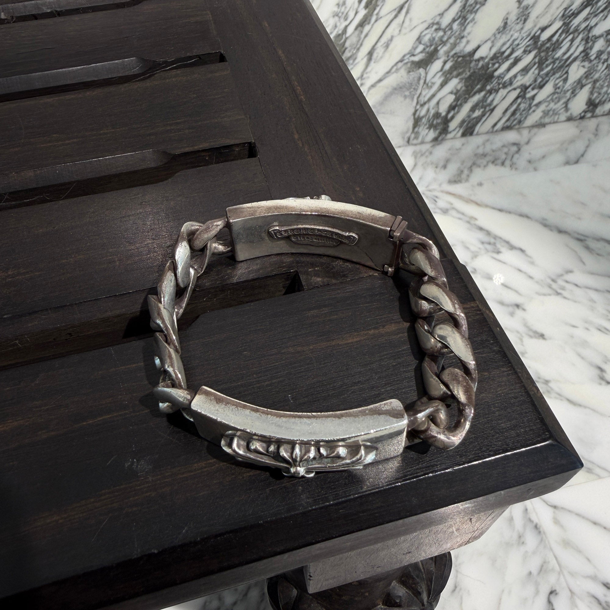 CHROME HEARTS FLORAL Dagger Classic Chain Double ID Bracelet クロムハ―ツ フローラル ダガー クラッシックチェーン ダブルID ブレスレット