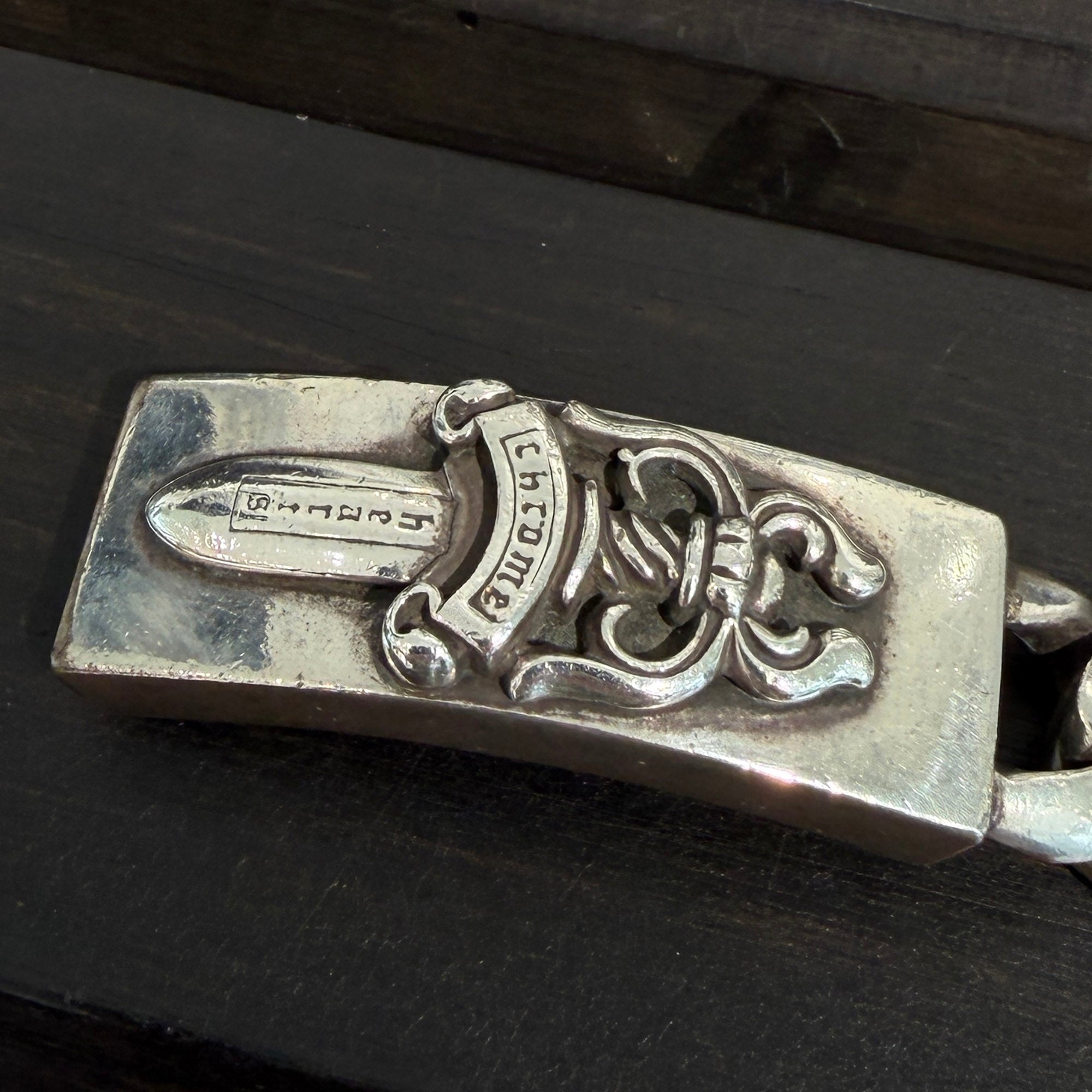 CHROME HEARTS FLORAL Dagger Classic Chain Double ID Bracelet クロムハ―ツ フローラル ダガー クラッシックチェーン ダブルID ブレスレット