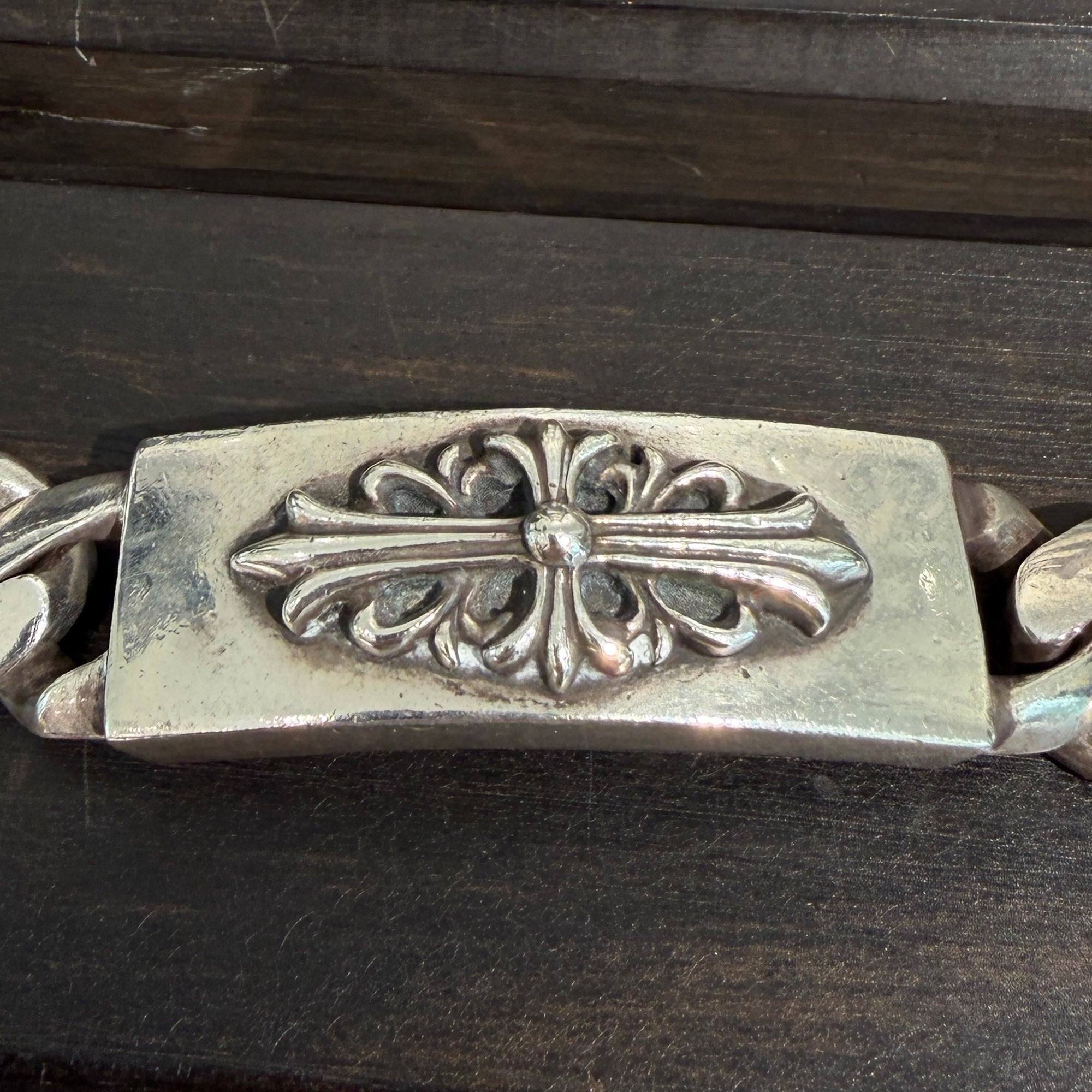 CHROME HEARTS FLORAL Dagger Classic Chain Double ID Bracelet クロムハ―ツ フローラル ダガー クラッシックチェーン ダブルID ブレスレット